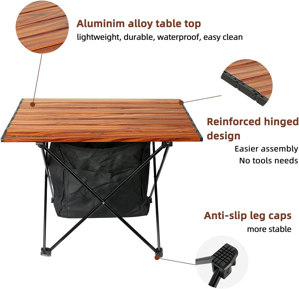 ROCK CLOUD Portable Camping Table Folding Aluminum Lightweight Camp Table Outdoor Ultralight for Camping Hiking Backpacking Fishing Picnic Beach BBQ Traveling Trekking image number 4