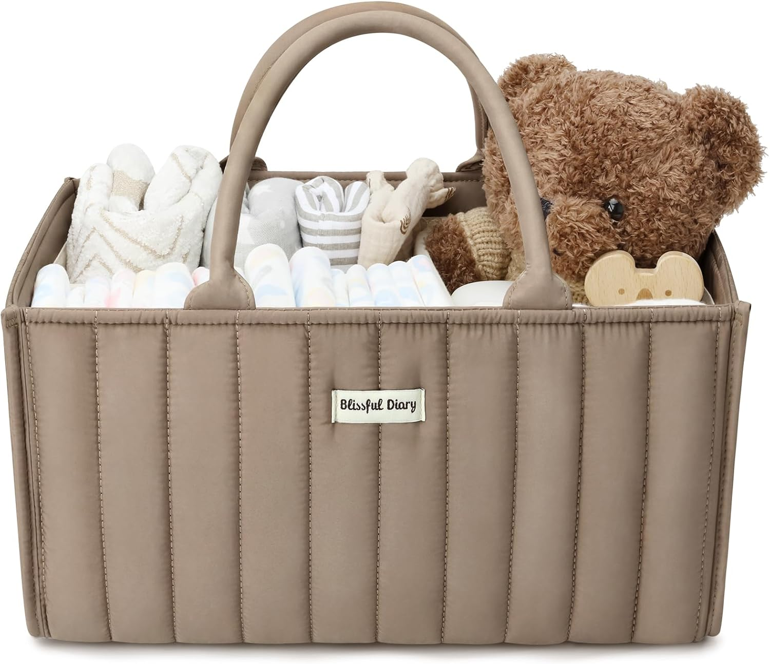Blissful Diary Baby Nappy Caddy Organiser, Stylish Baby Diaper Caddy Storage Basket for Newborn Essentials and Diaper Station, Blush Pink