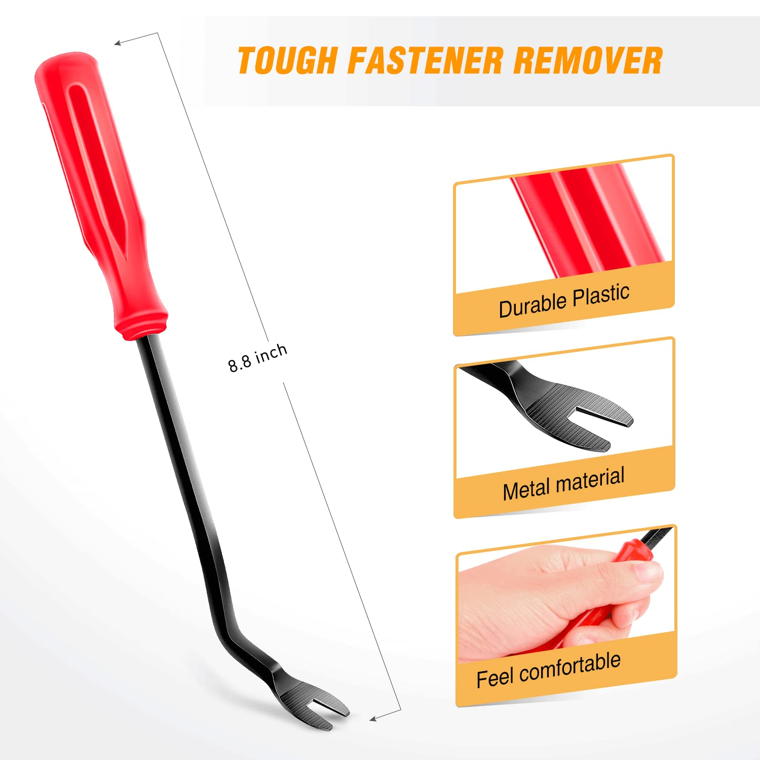 GOOACC 120PCS Car Bumper Push Retainer Clips & Nylon Fasteners Rivet Kit 6Mm 7.6Mm 8Mm 8.8Mm 10Mm Door Trim Panel Clips, 1PC Fastener Remover, Black