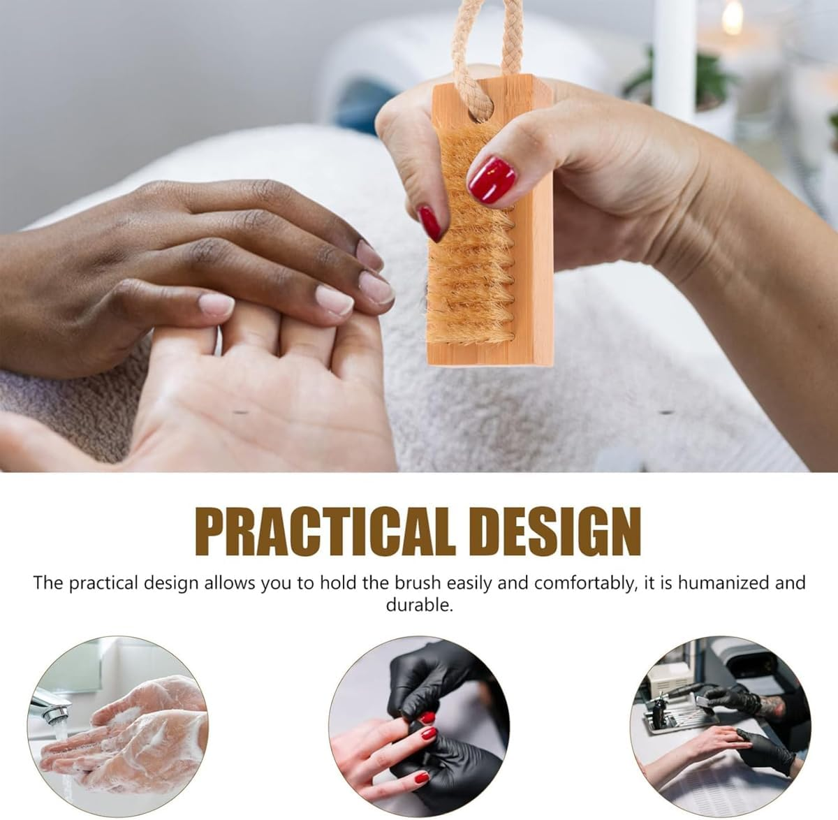 AIMALL 2Pcs Bamboo Sisal Nail Brush Beech Wood Bristle Cleaning Brush, Eco-Friendly Nail Tools for Hand and Nail Care, Natural Bamboo Nail Brushes