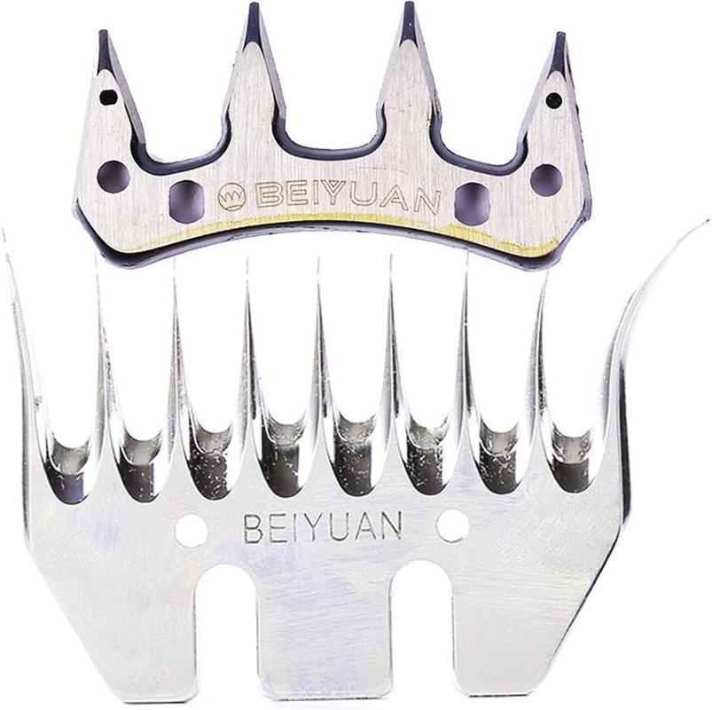 Sheep Shears Blades 9-Tooth Wool Shearing Comb and Cutter Blade Set for Alpaca Goats Wool Cutter Grooming Trimmer(9T Scimitar+Front Blade) image number 1