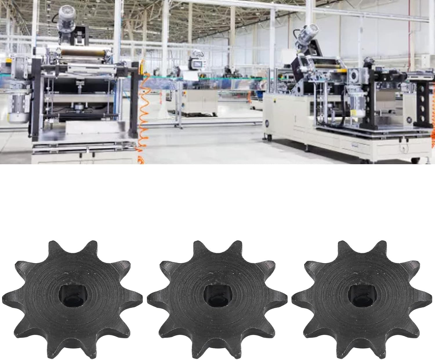 3Pcs Steel Sprocket Drive Gear, 8Mm Pitch 6Mm Hole Diameter D Hole 10 Teeth Steel Sprocket Set Kit image number 5