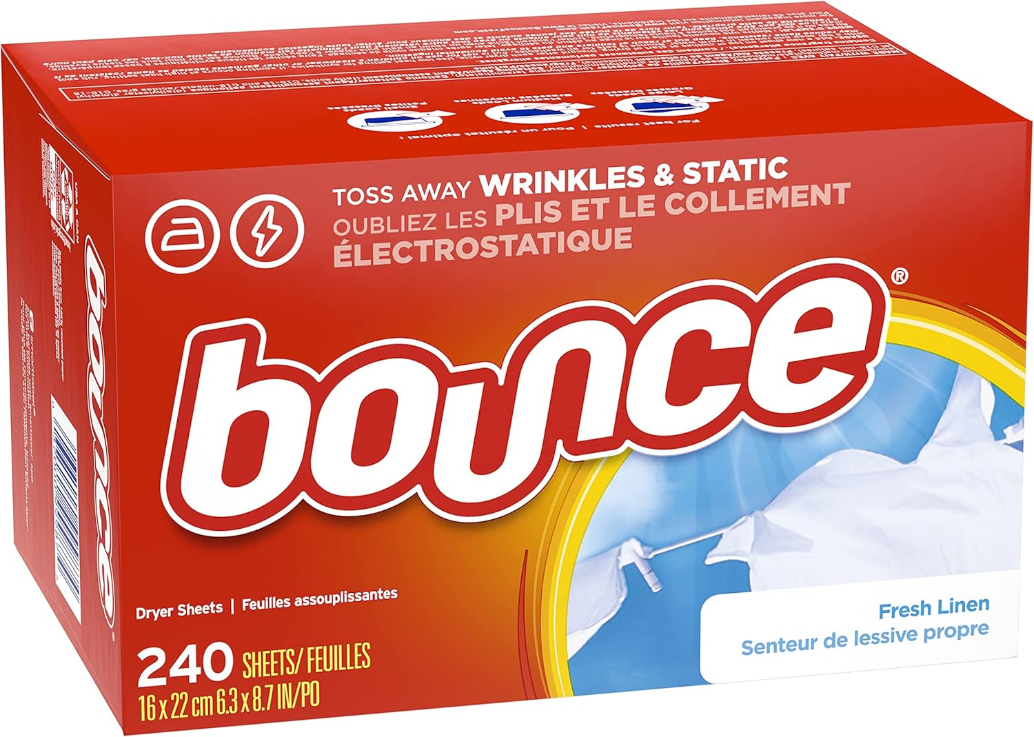 Bounce Fresh Linen Scented Fabric Softener Dryer Sheets, 240 Count image number 1