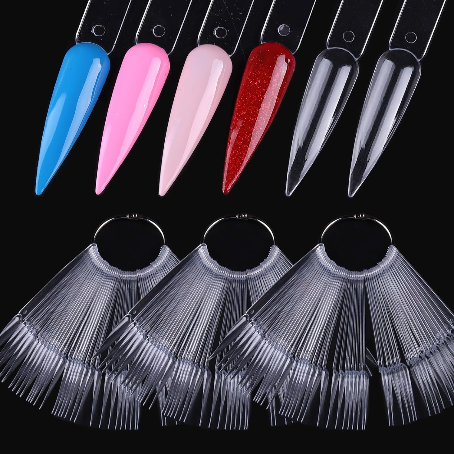 SUTOKAKA - 【You Will Receive】3 Sets Clear Nail Polish Samples with Metal Ring, 50Pcs per Set, 150Pcs in Total.