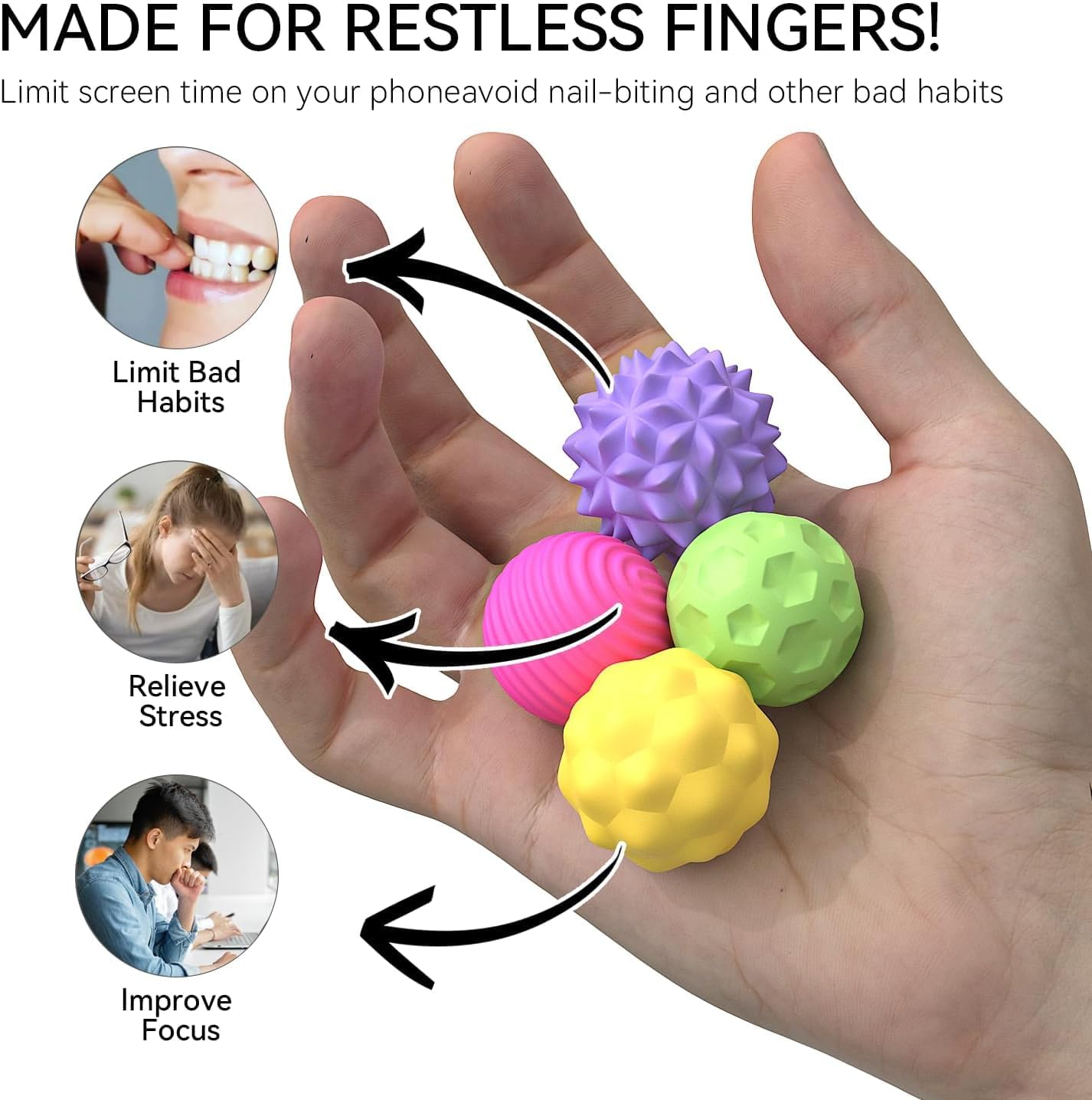 KACOMACO Silicone Magnetic Balls Fidget Toys for Adults & Teens,6Pcs Stress Relief Sensory Toys for Autism ADHD Anxiety,Office Desk Toy,Stocking Stuffers for Women Men image number 6