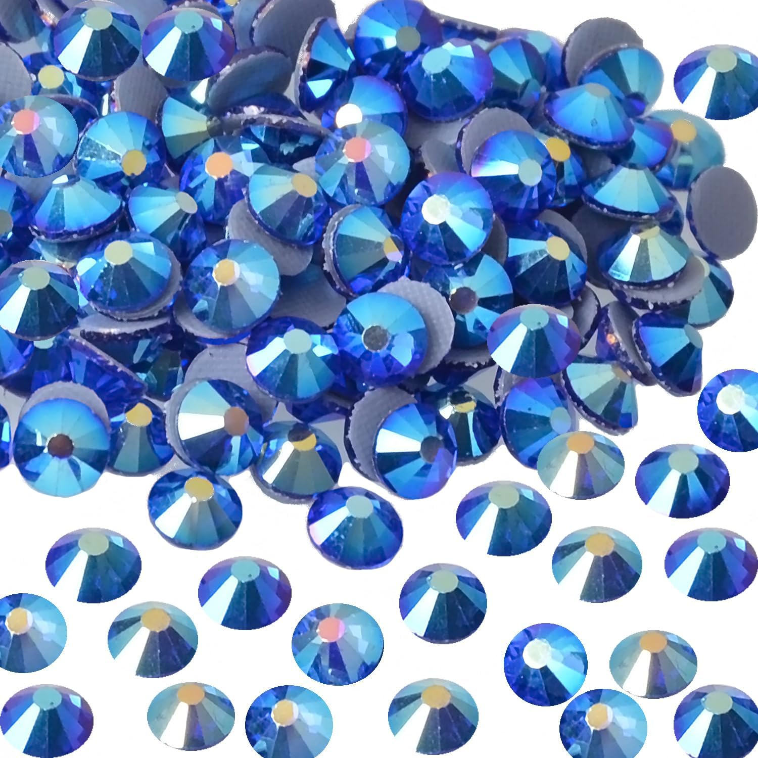 2000 Pcs FYGEM Hot Fix Iron Rhinestones DIY Jewelry Making with Picking Pen (Sapphire AB, SS16)