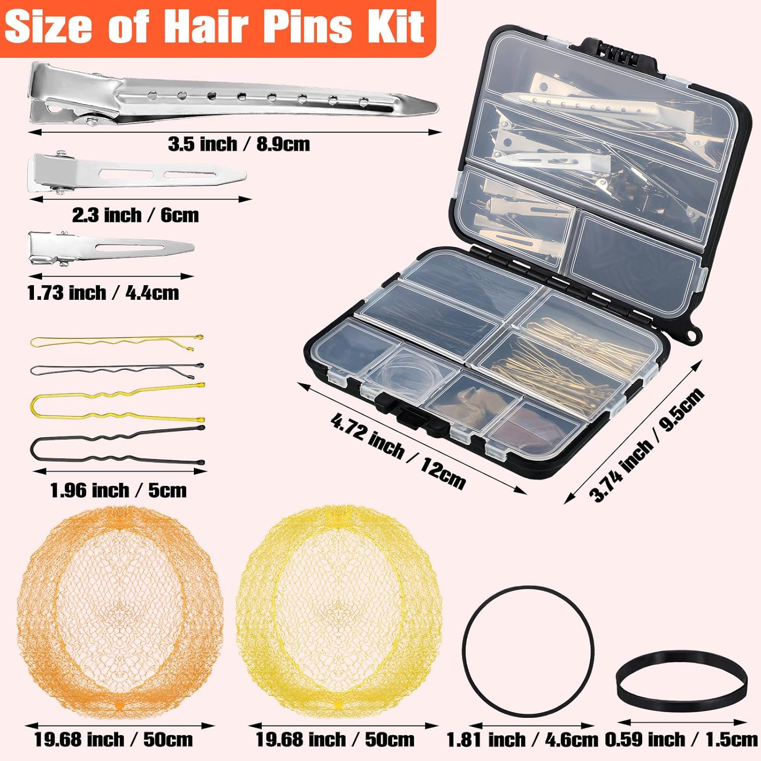 Teenyyou 160 Pcs Hair Bobby Pins Kit Dance Stuff Cosmetology Kit with Slick Back Hair Brush Set and Storage Box Hair Accessories Kit with Edge Bristle Brush Rat Tail Comb Dance Cheerleading(Black) image number 3