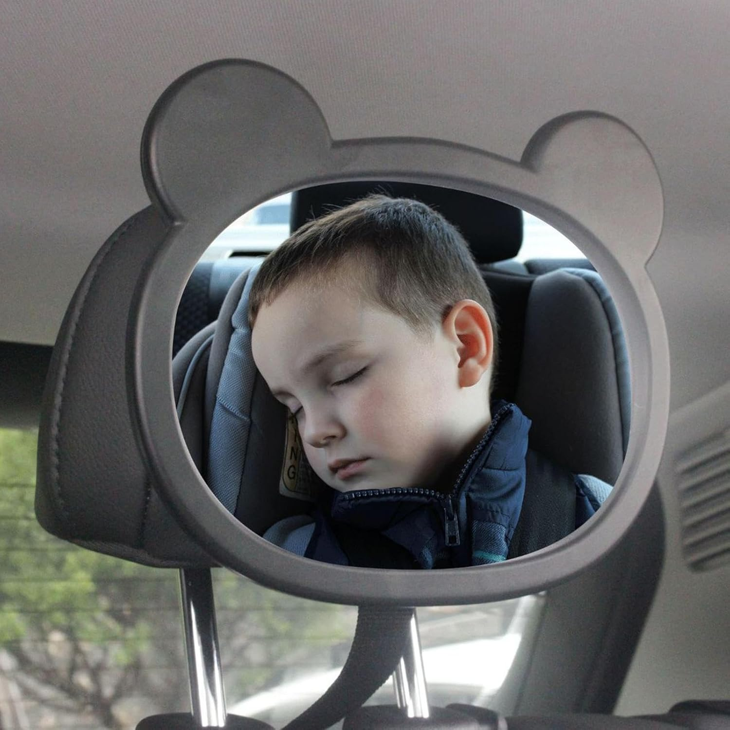 Car Seat Mirror for Baby Rear Facing 360 Degree Rotating | Baby Car Mirror Rear Facing,With Cartoon Frame Safety Shatterproof Rearview for Observation Travel Registry Stroller Daily Road Trips image number 1