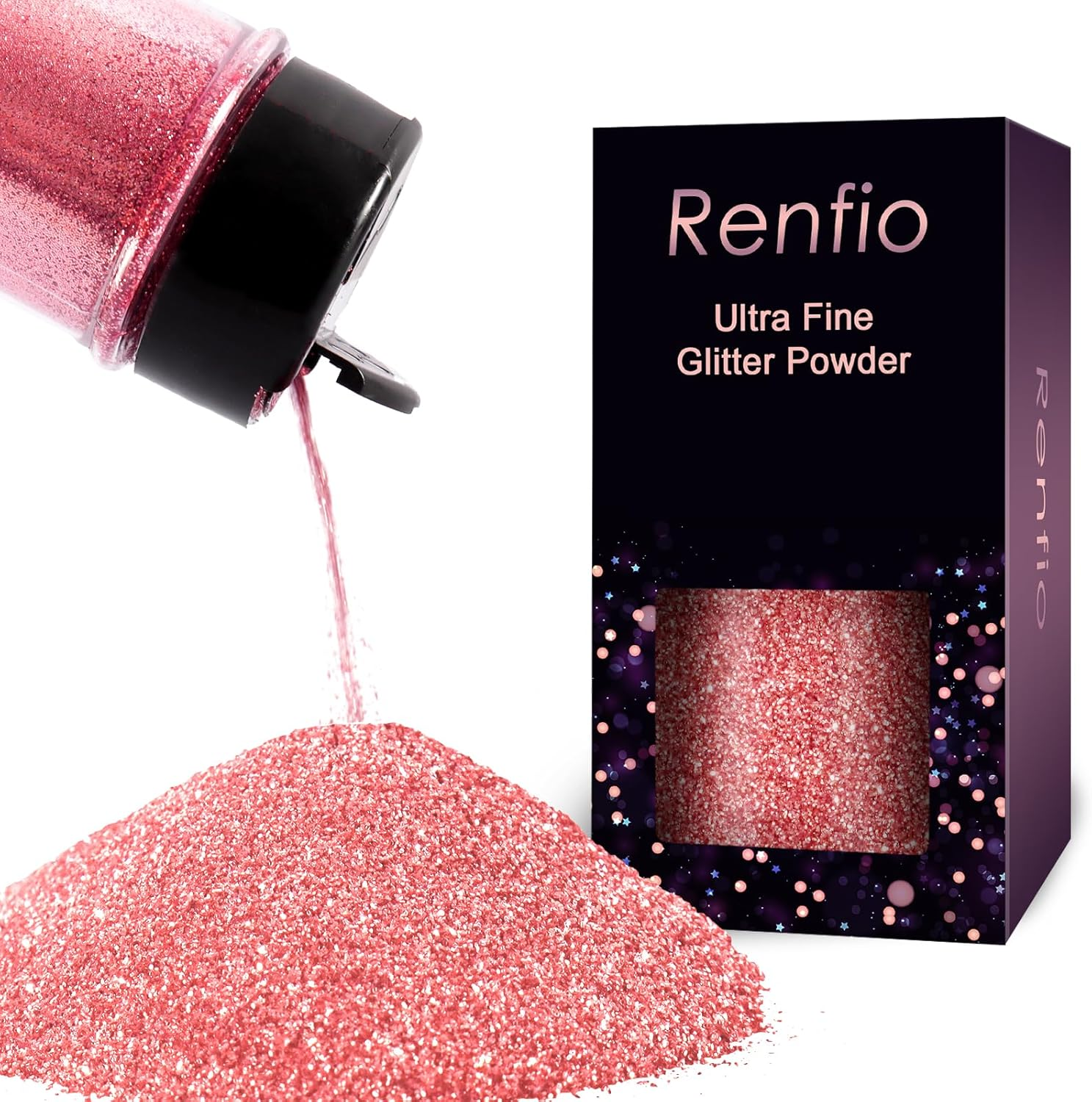 Renfio Iridescent Ultra Fine Glitter Powder Resin Supplies Glitters 1.94 Oz /55G PET Flake Crafts Sequins 1/128" Epoxy Chips for Christmas Decorations, Epoxy Resin, Snow Globe Tumblers - Dream Rainbow
