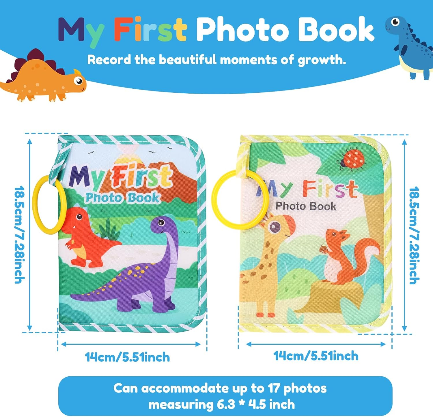 2 Pcs Baby'S My First Family Album,Soft Cloth Baby Photo Album with Safe Mirror,Cute Toddler Family Memory Book, Present Holds 17 6.3''X4.5'' Pictures for Kids Newborn Toddlers image number 6