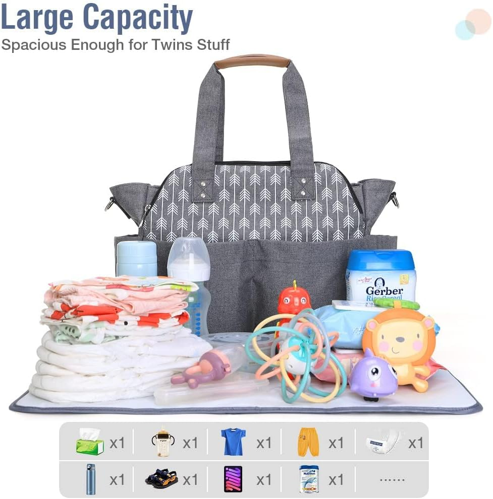 Lekebaby Baby Changing Bag Messenger Large with Changing Mat for Travel - Green image number 7