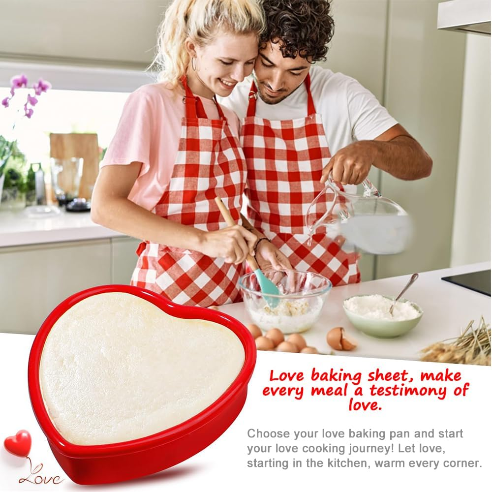 3 Pack Heart Shaped Cake Pans, 23.3Cm Silicone Cake Molds, Reusable Cake Baking Tray, Nonstick Cheesecake Molds, Heat Resistant Cake Tins for Cake Cheesecake Chiffon Cake Muffin image number 4