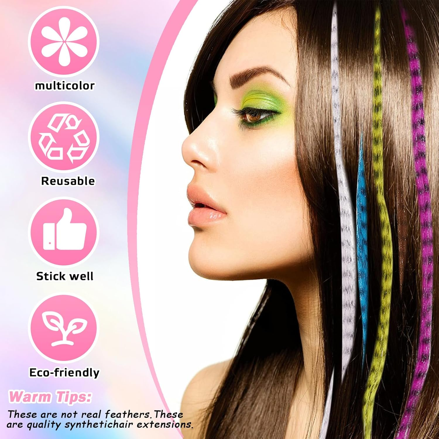 Hair Strands for Clip-In Hair Extensions, 52 Pieces, Hair Extensions, Clip-In Extensions, Colourful Hair Strands, Hair Extensions, Hair Extensions for Girls and Women image number 6