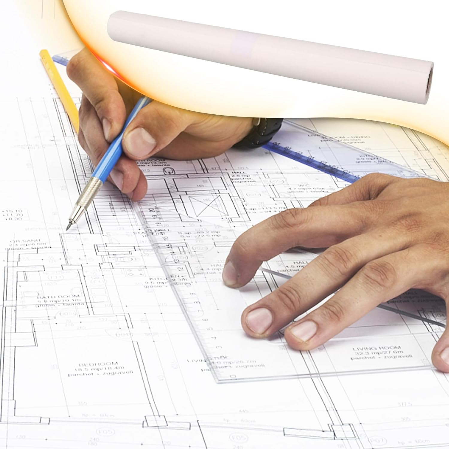 Tracing Paper Roll, White Tracing Paper Sketching Roll Translucent Pattern Paper for Sewing Drawing Sketching Gift Wrapping (44Cm X 23M) image number 5