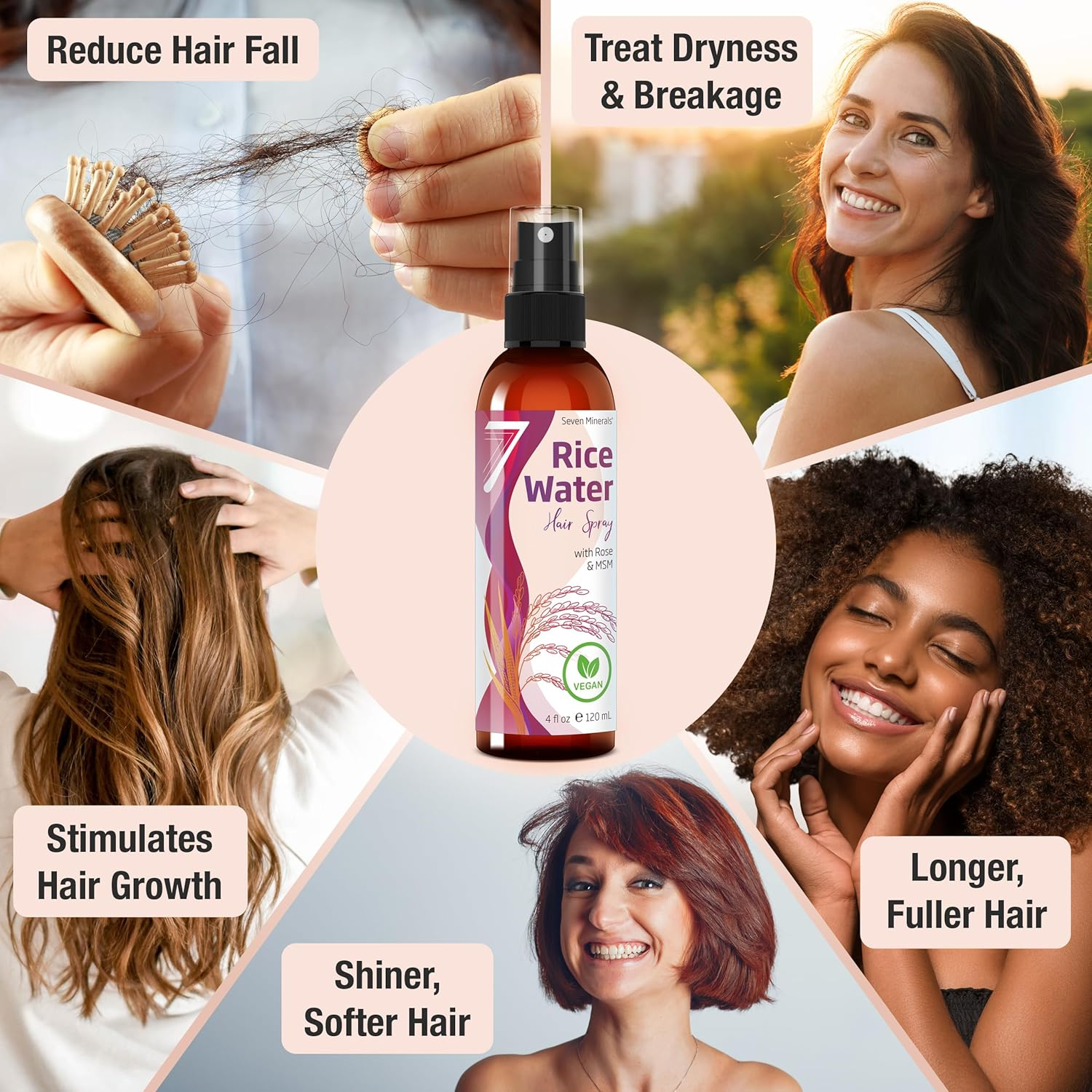 NEW Fermented Rice Water for Hair Growth - Vegan Non-Greasy Rice Water Spray - Blended with Rose Water, Aloe Vera & MSM - Naturally Thicker, Longer, Softer Hair for Women & Men (4 Fl Oz) image number 1