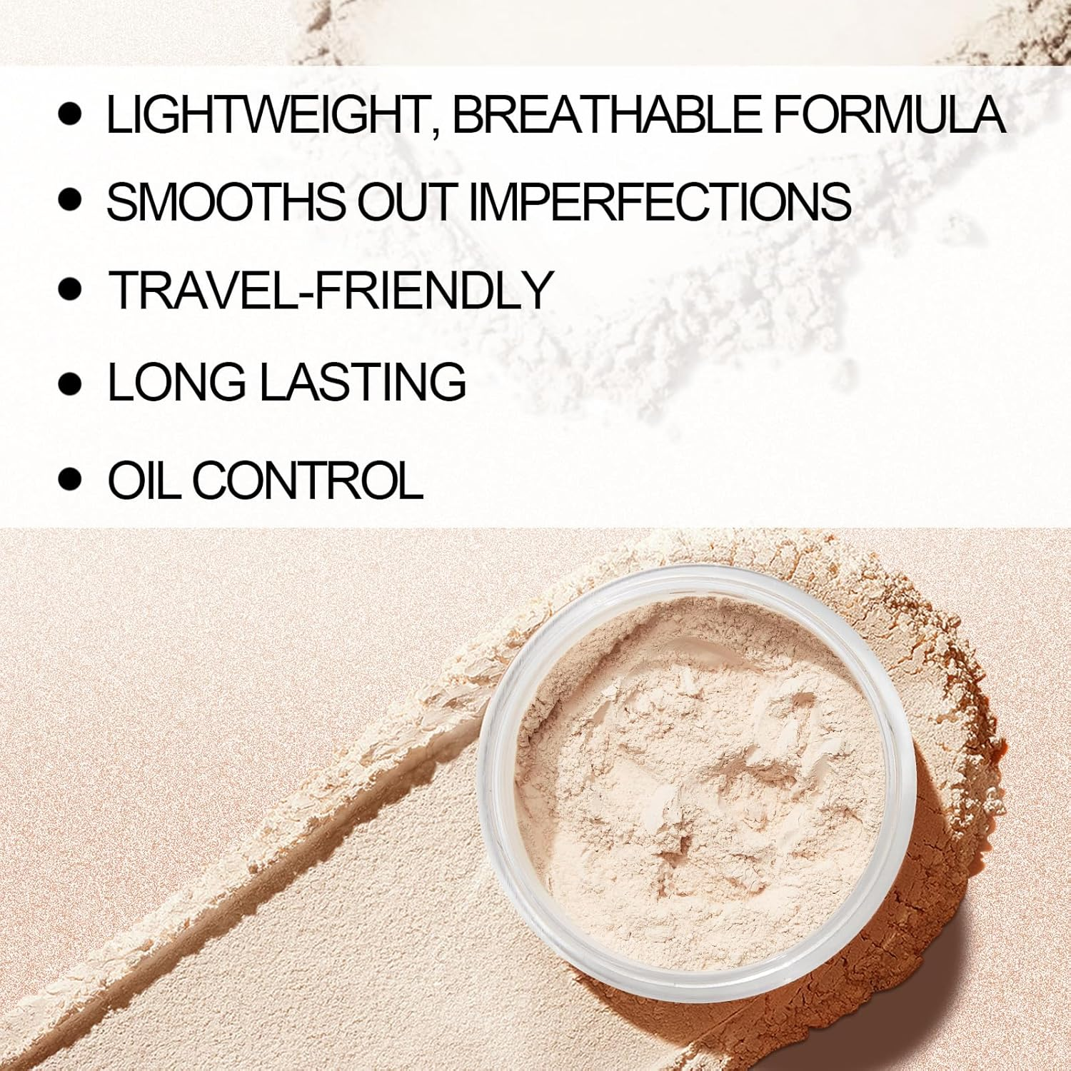 Apooliy Matte Setting Powder,Waterproof & Long-Lasting Loose Powder for Flawless Finish,Minimizes Pores,Oil-Control,Sweat-Proof Makeup Powder,Includes Puff & Mirror image number 4