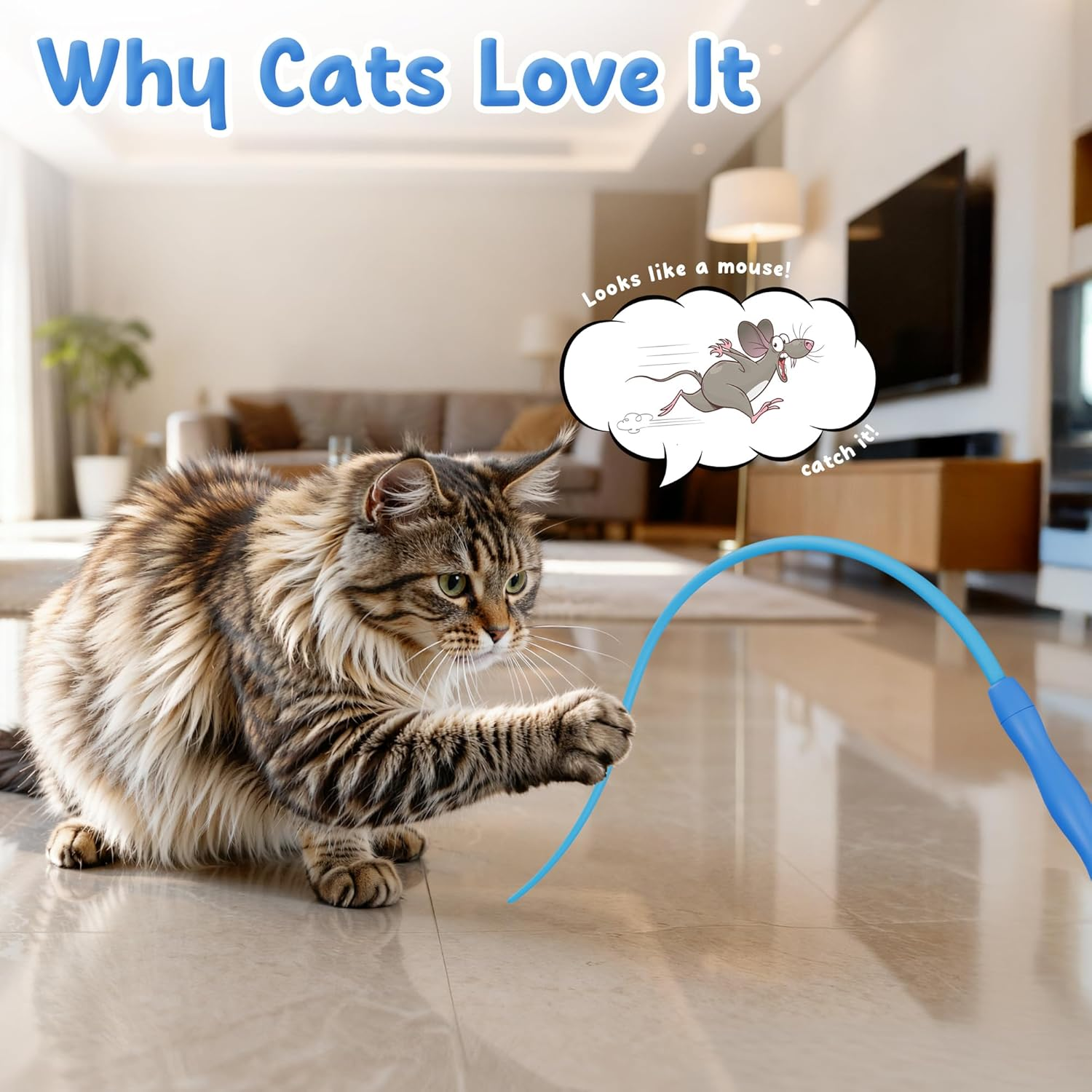 Casfuy Innovative Ultra Light Durable Tail Silicone Teaser Wand Cat Toy image number 3