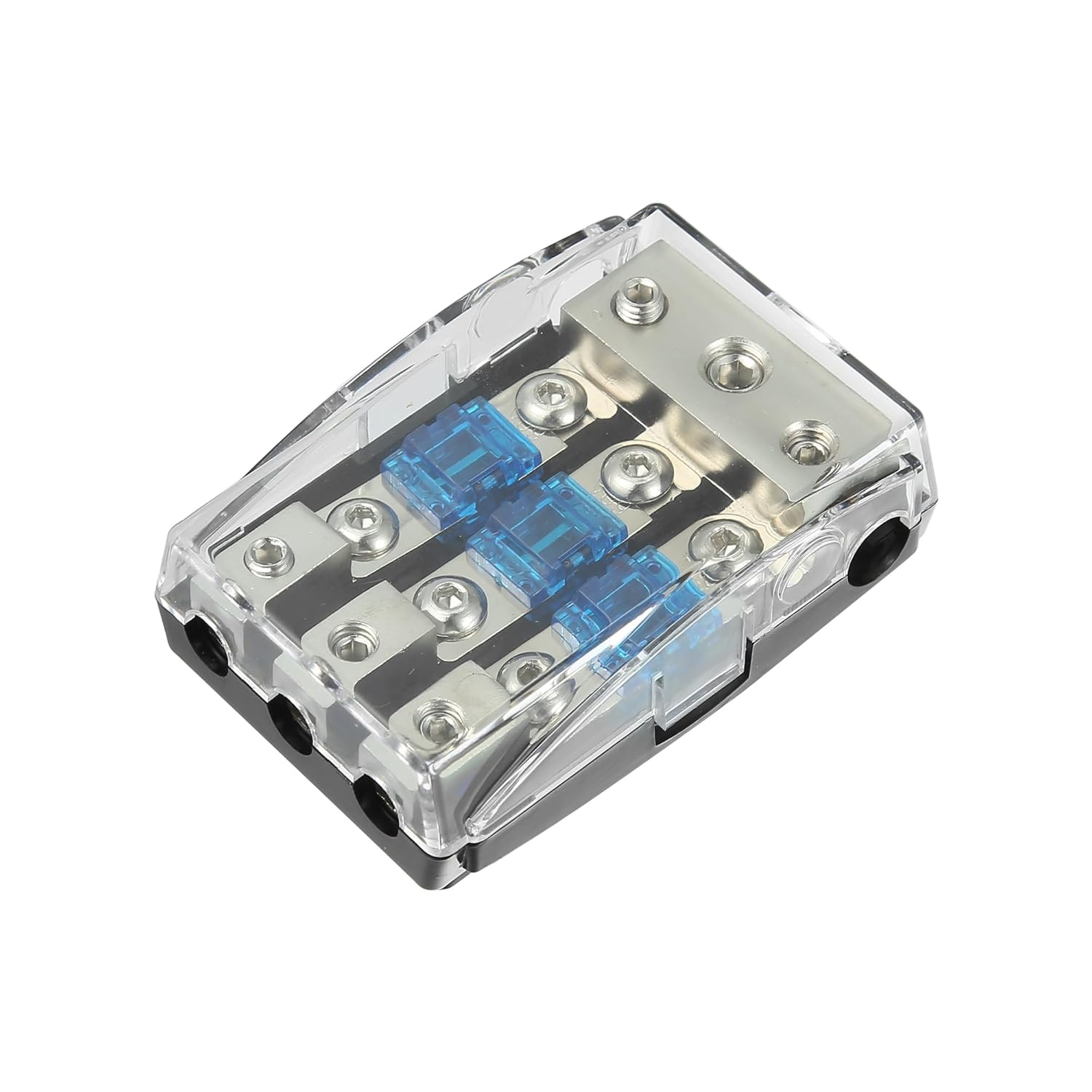 X AUTOHAUX AFS 3 Way 60 Amp Mini ANL Fuse Holder Distribution Block for Car Audio, Black, Silver Tone image number 3