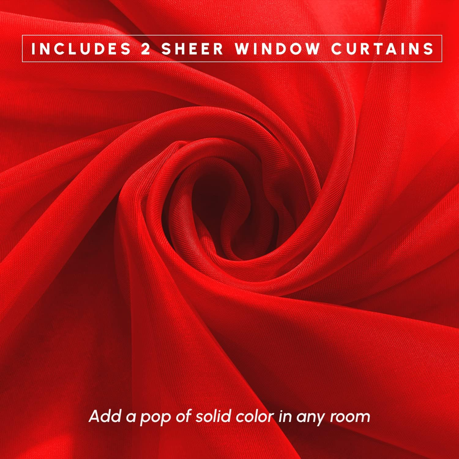 Elegant Comfort 2-Piece Sheer Panel with 2Inch Rod Pocket - Window Curtains 40-Inch Width X 84-Inch Length, Red - Red image number 5