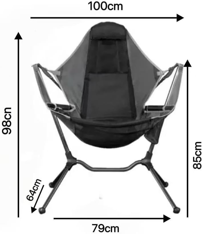 Outdoor Camping Rocking Chair Park Swing Leisure Beach Chair Family Hammock Folding Chair Outdoor Beach Chair Nap Chair Can Bear 300Kg(Gray) image number 3
