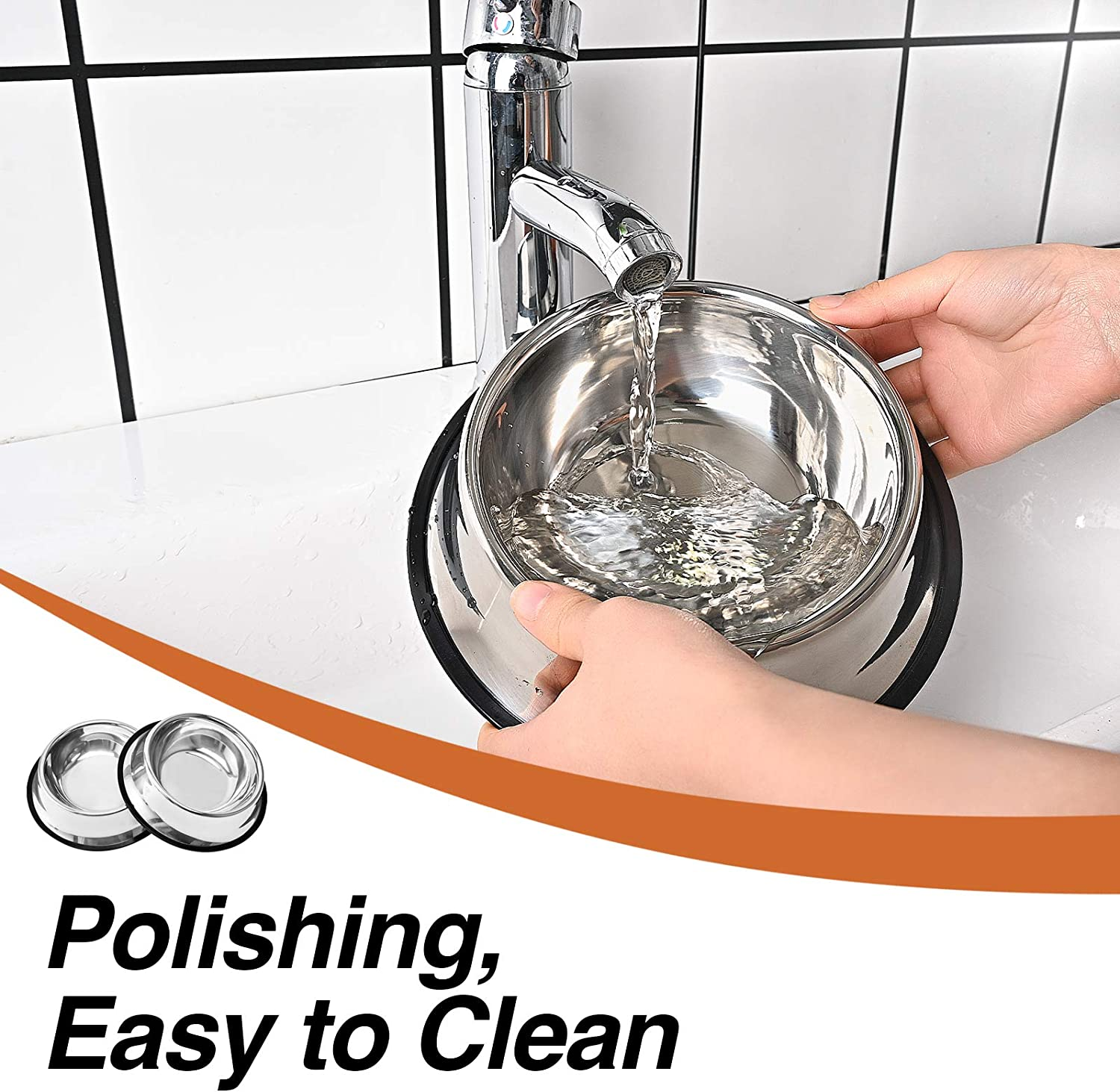 2Packs Stainless Steel Dog Bowl with Anti-Skid Rubber Base for Small/Medium/Large Pet, Perfect Dish, Pets Feeder Bowl and Water Bowl Perfect Choice for Dog Puppy Cat and Kitten (40Oz) image number 3