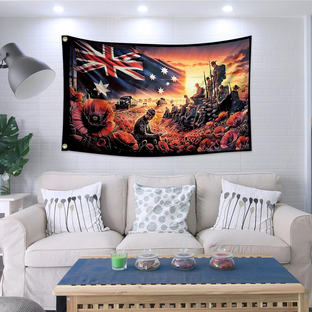 Naerza 150X90Cm Lest We Forget Aussie Artist Heroic Tribute 3 * 5FT Flag image number 3
