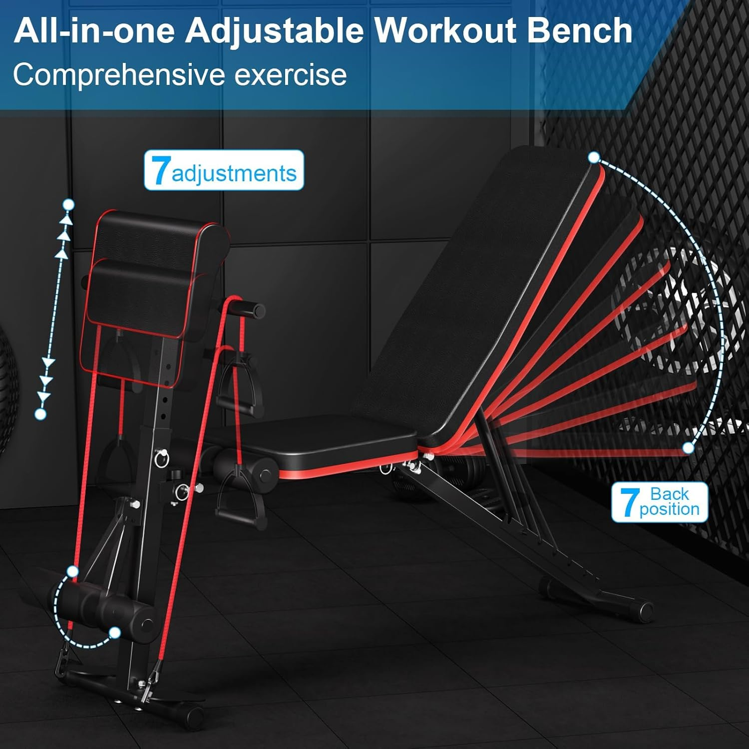 Ajustable Weight Bench for Home Gym, Foldable Workout Bench for Full Body Exercise or Strength Training, 770LBS Capacity Incline Decline Sit up Exercise Bench Press