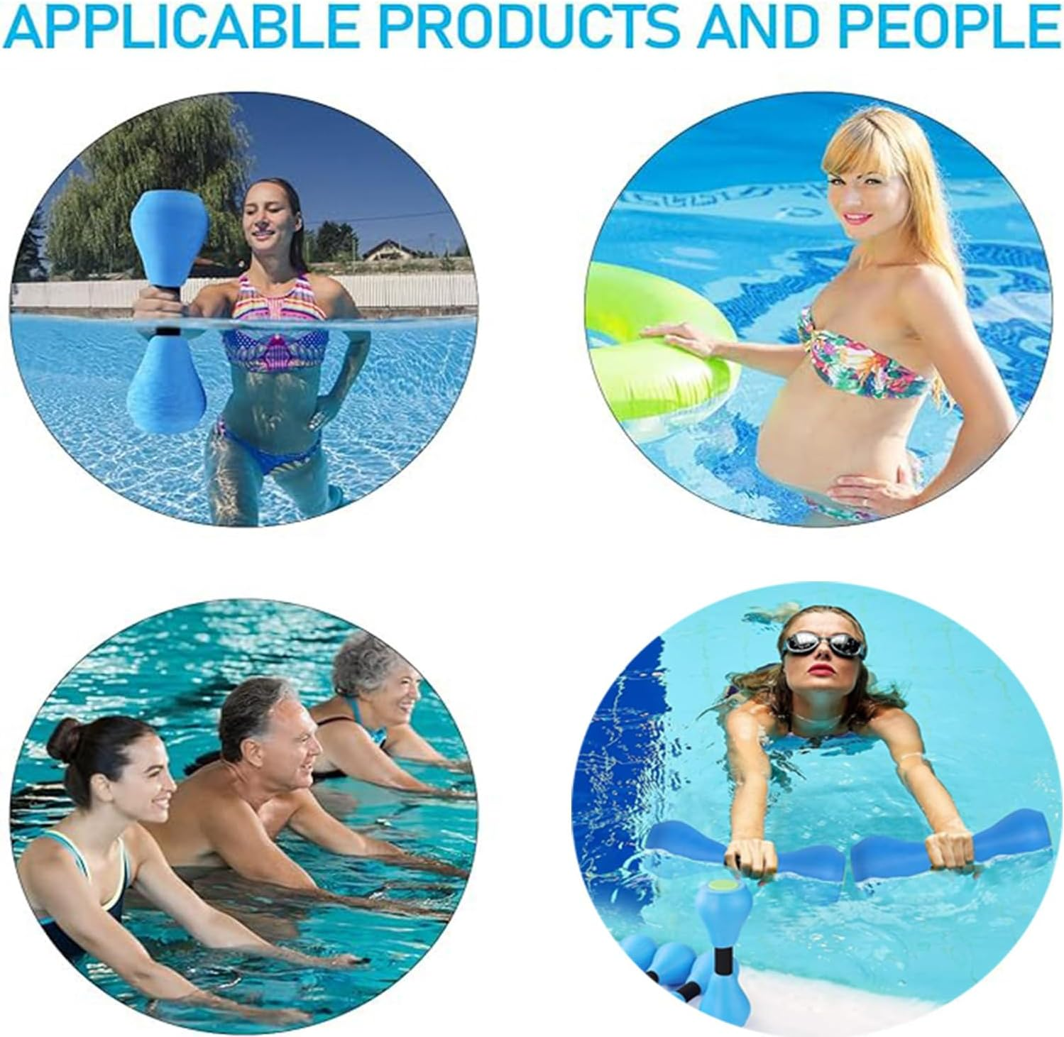 Tjhypente 2 Pcs Water Sports Dumbbells, Aquatic Exercise Dumbbells, EVA Foam Water Aerobics, Barbells for Swimming Pool Fitness, Water Aerobics, Resistance Training, Weight Loss and Shaping