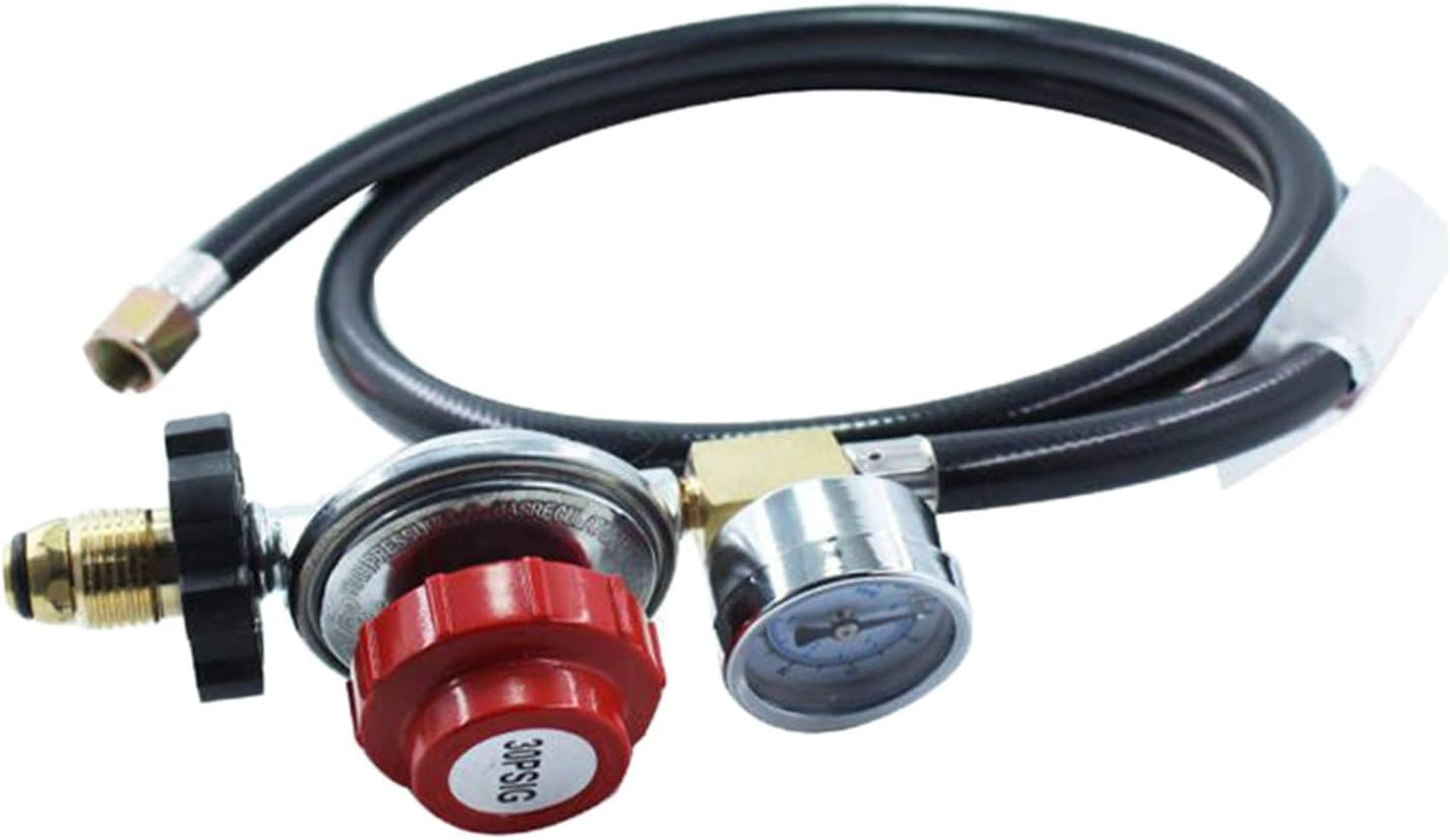 High Pressure Gas Regulator with Gauge Replacement and Hose Gas Tank BBQ image number 1