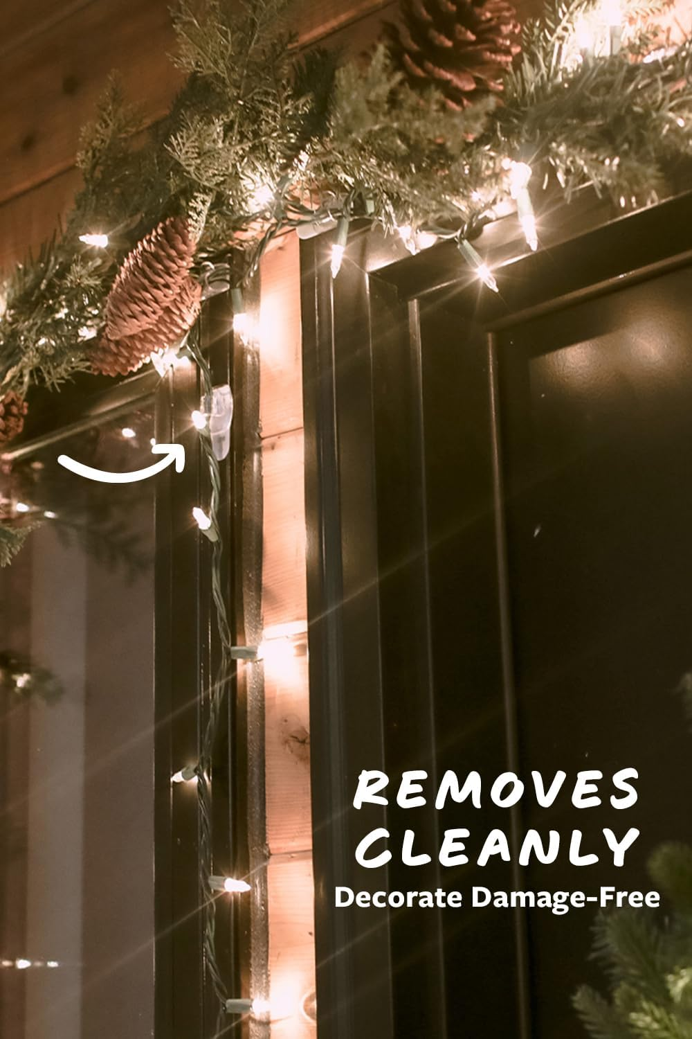 Command Outdoor Decorating Clips with Water-Resistant Strips - 20 Mini Clips and 24 Small Adhesive Strips, Transparent - Hanging Clips for Decorations and Fairy Lights - Damage Free Hanging image number 3