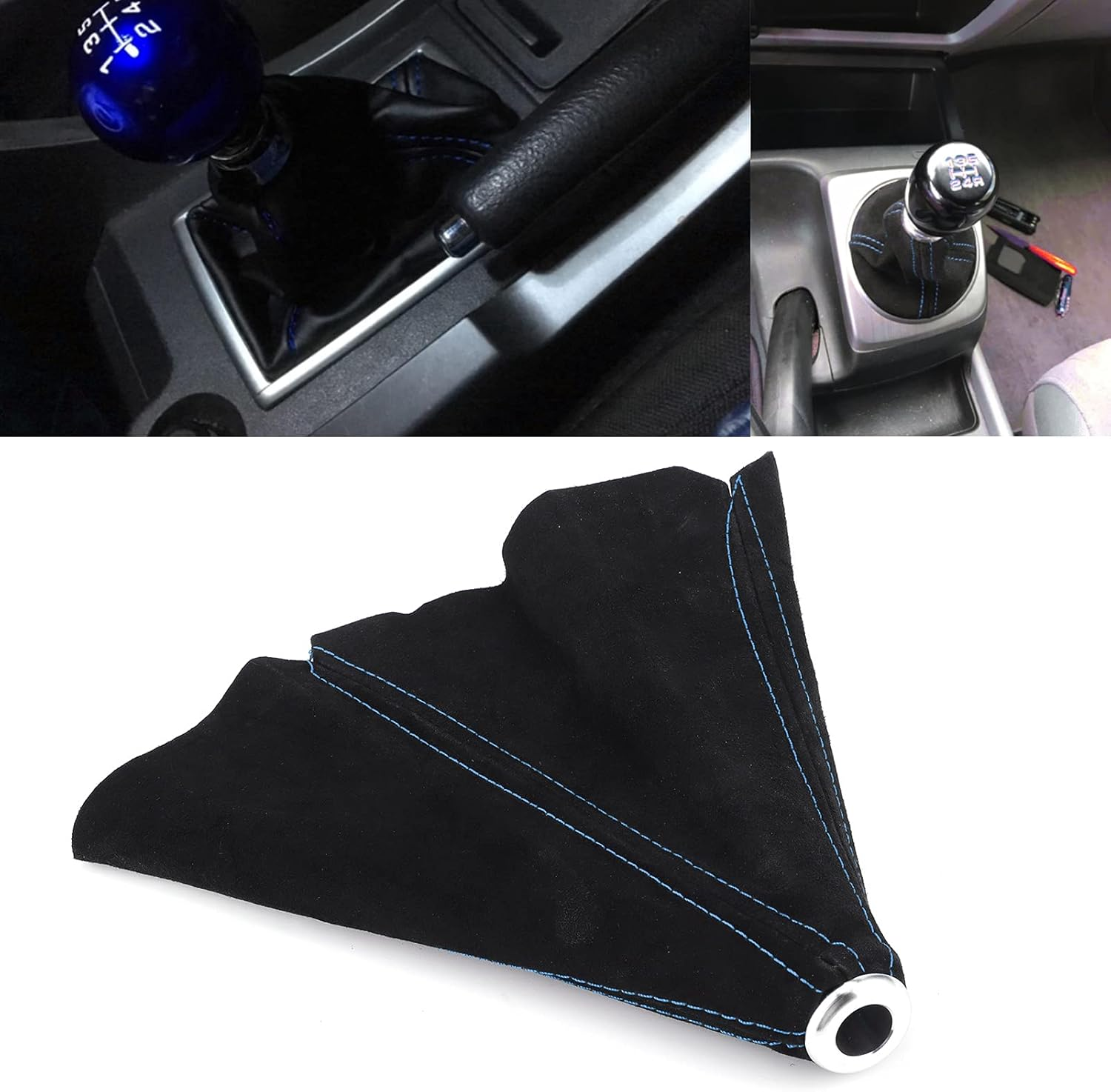 Car Boot Cover Shifter Lever Dust Cover Boot Gaiter Car Interior Suede Universal, Car Knob Dust Cover for Most Vehicles (C (Blue Line)) image number 4