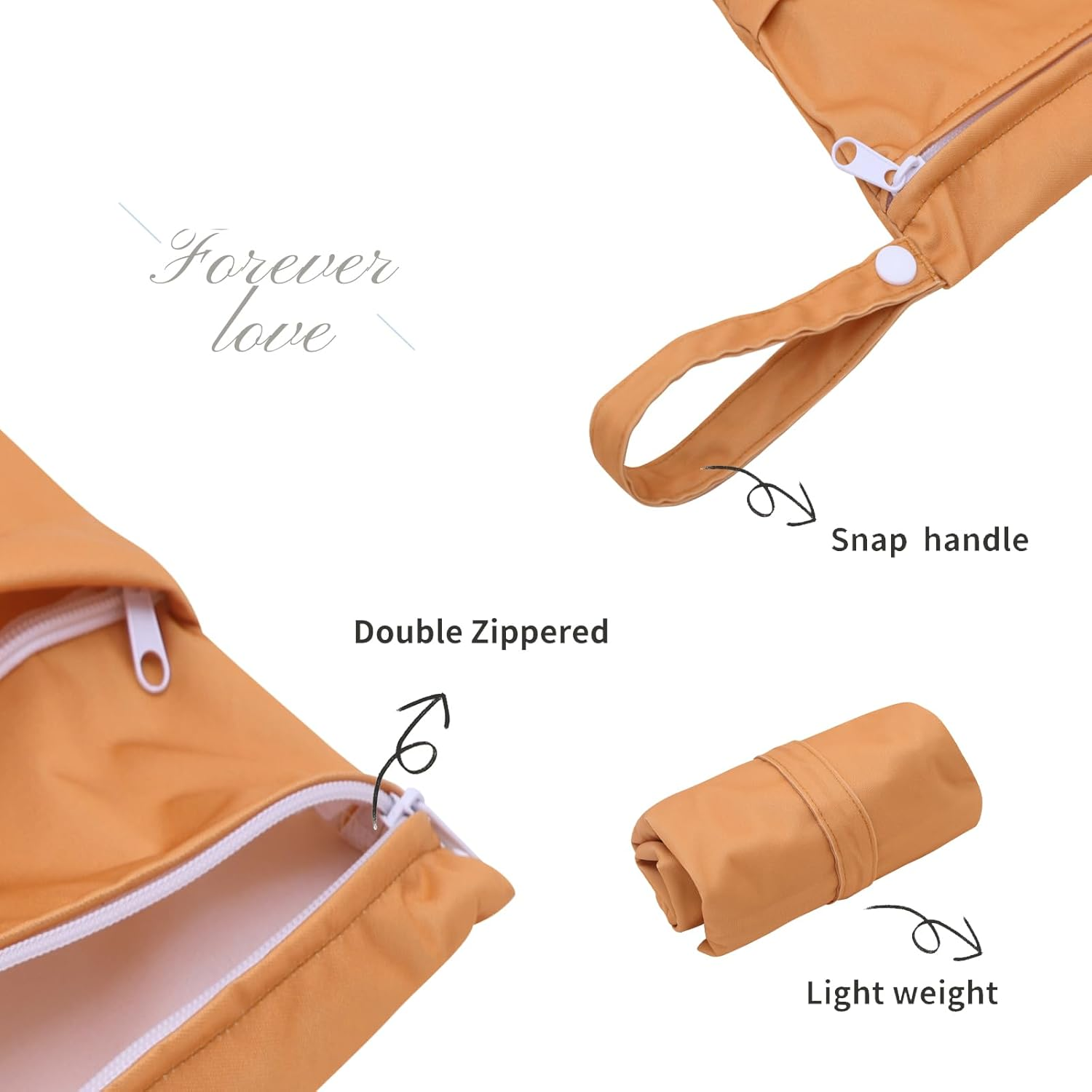 ALVABABY Cloth Diaper Wet Dry Bags Waterproof Reusable with Two Zippered Pockets Travel Beach Pool Daycare Soiled Baby Items Yoga Gym Bag for Swimsuits or Wet Clothes 3 Packs 3L-ZM11-AU - Dinosaurs 24 image number 6