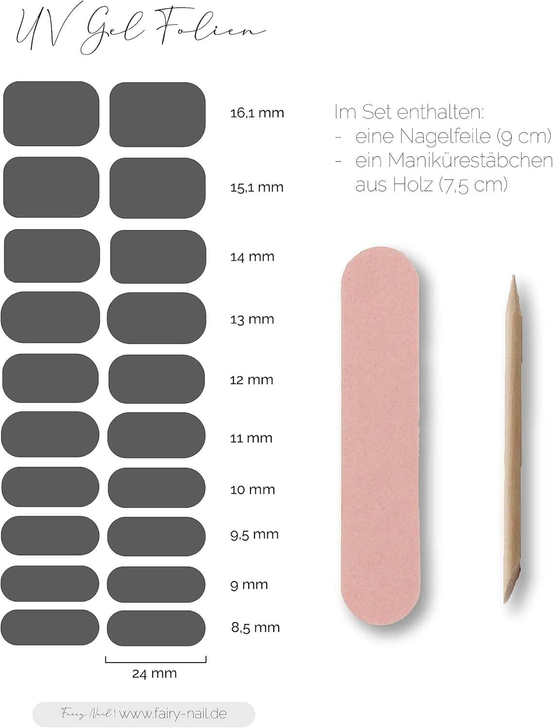 Fairy Nail UV Nail Foils, Self-Adhesive Gel Foils, Semi-Cured, Pack of 20 Nail Wraps, Nail Polish Strips for Sticking, Melon image number 2