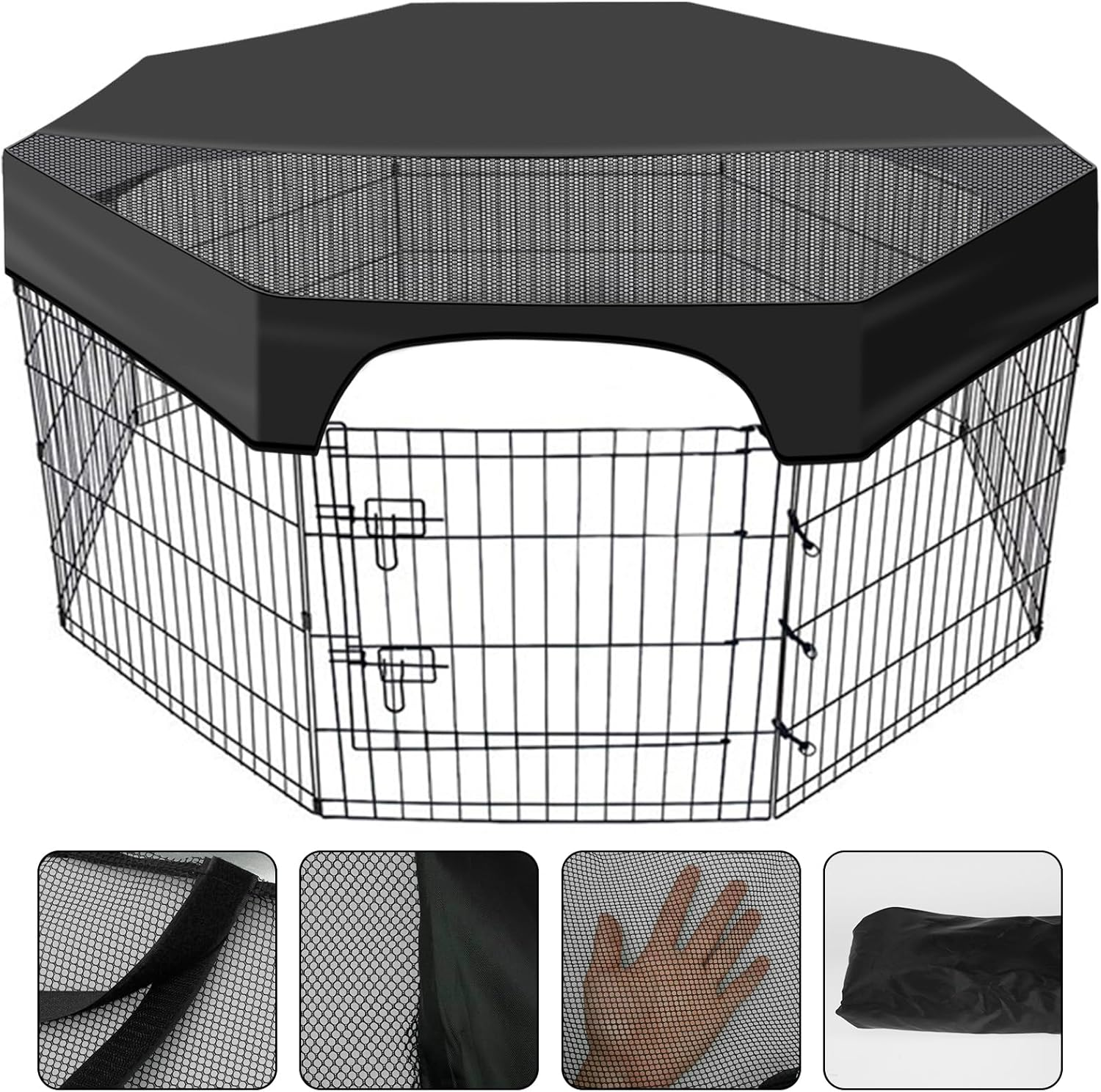 Dog Cage Top Cover 24 Inch Heavy Duty Dog Cage Protective Cover Waterproof Sunproof Pet Kennel Top Cover Breathable Mesh Dog Cage Top Cover for Outdoor Indoor image number 3