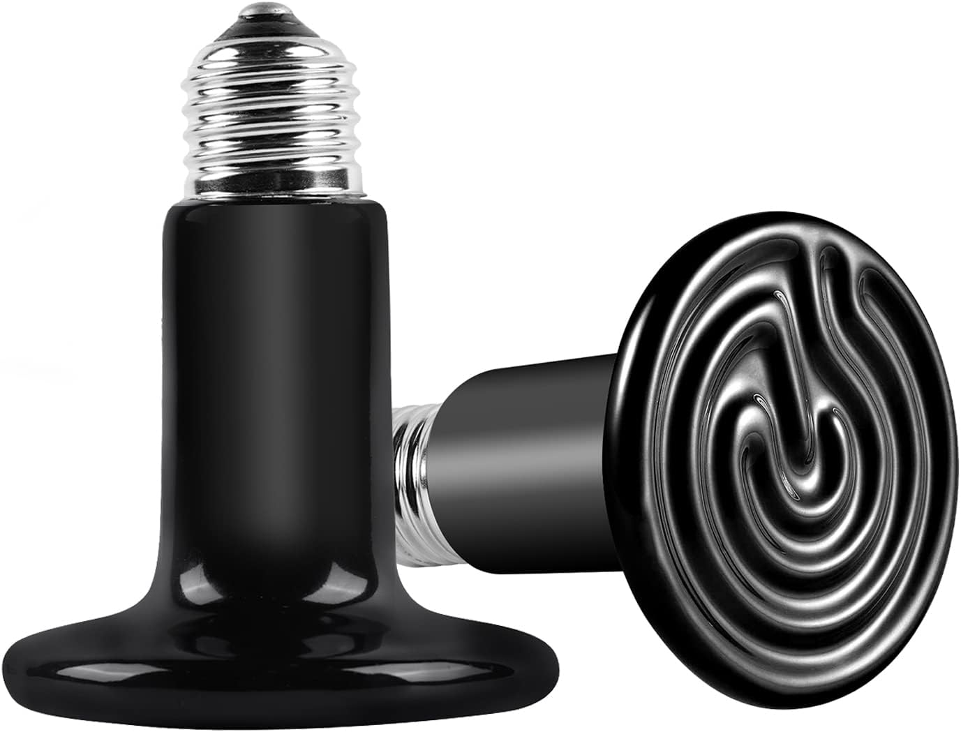Bonlux Ceramic Heat Bulb, 100W Terrarium Reptile Heat Lamp E27 Black Infrared Ceramic Pet Heat Emitter for Lizards Tortoise Snakes Chicken Aquarium Amphibian (2-Pack)