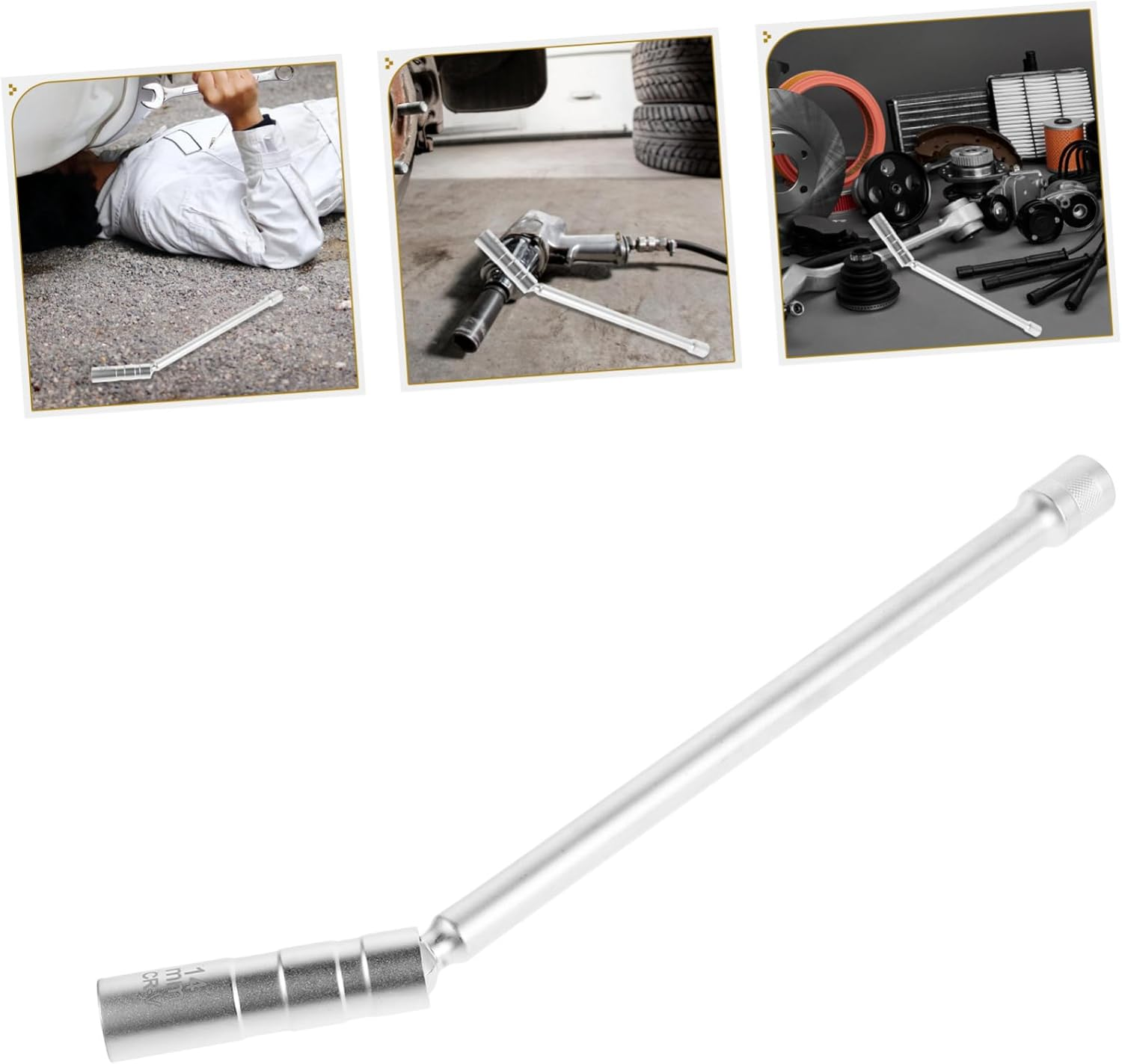 MUELODSIC Swivel Magnetic Socket Wrench Thin Metal Spark Plug Socket Removal Tool Fit Automotive Accessories Engine Repair Kit image number 2