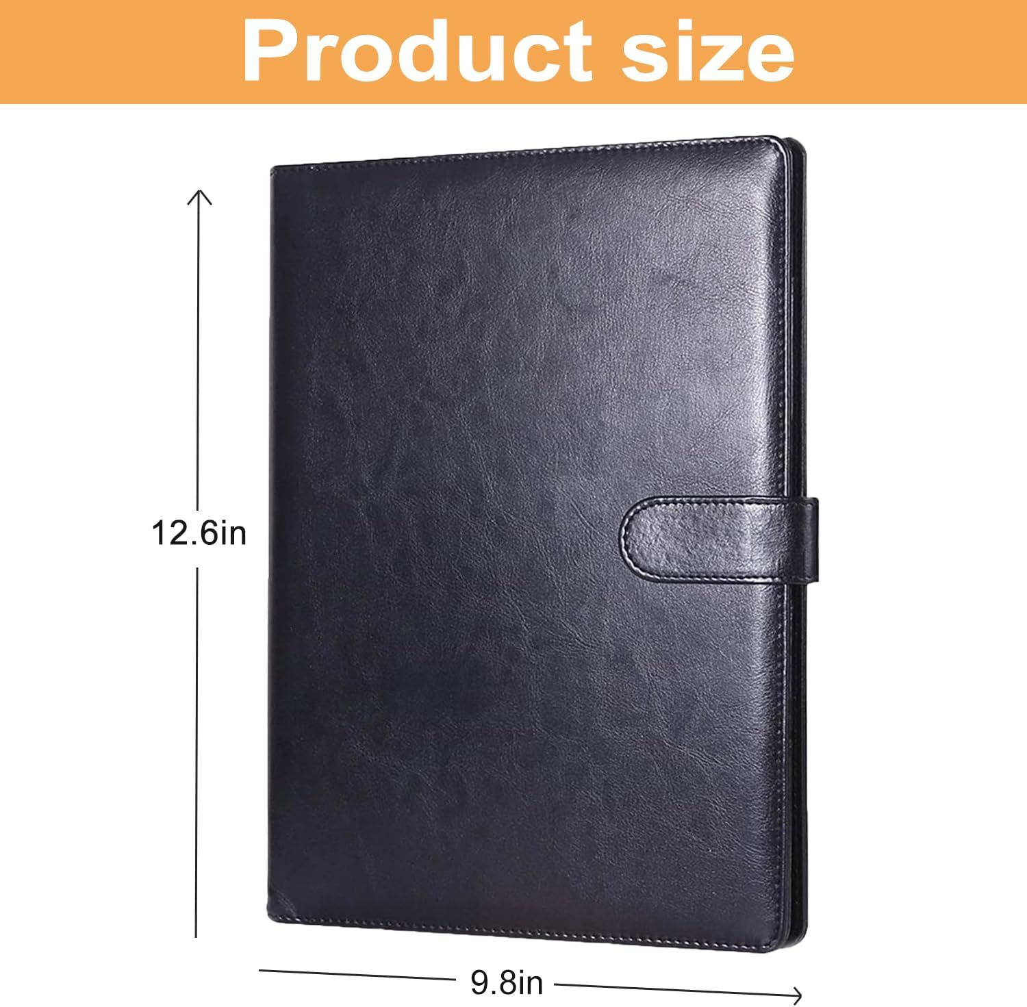 Padfolio Clipboard Folder，A4 Faux Leather Portfolio with Pen Holder & Organizer Pockets for Business, School and Meeting (Black) image number 3