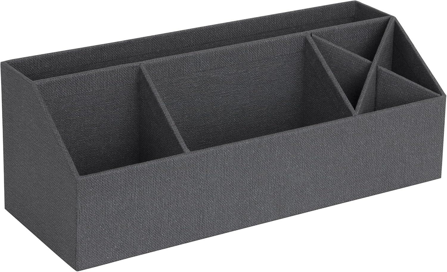 BIGSO BOX of SWEDEN ELISA Desk Organiser with 4 Compartments - Organiser System for Notes, Paper Clips, Pens Etc. - Fibreboard and Paper in Linen Look - Grey