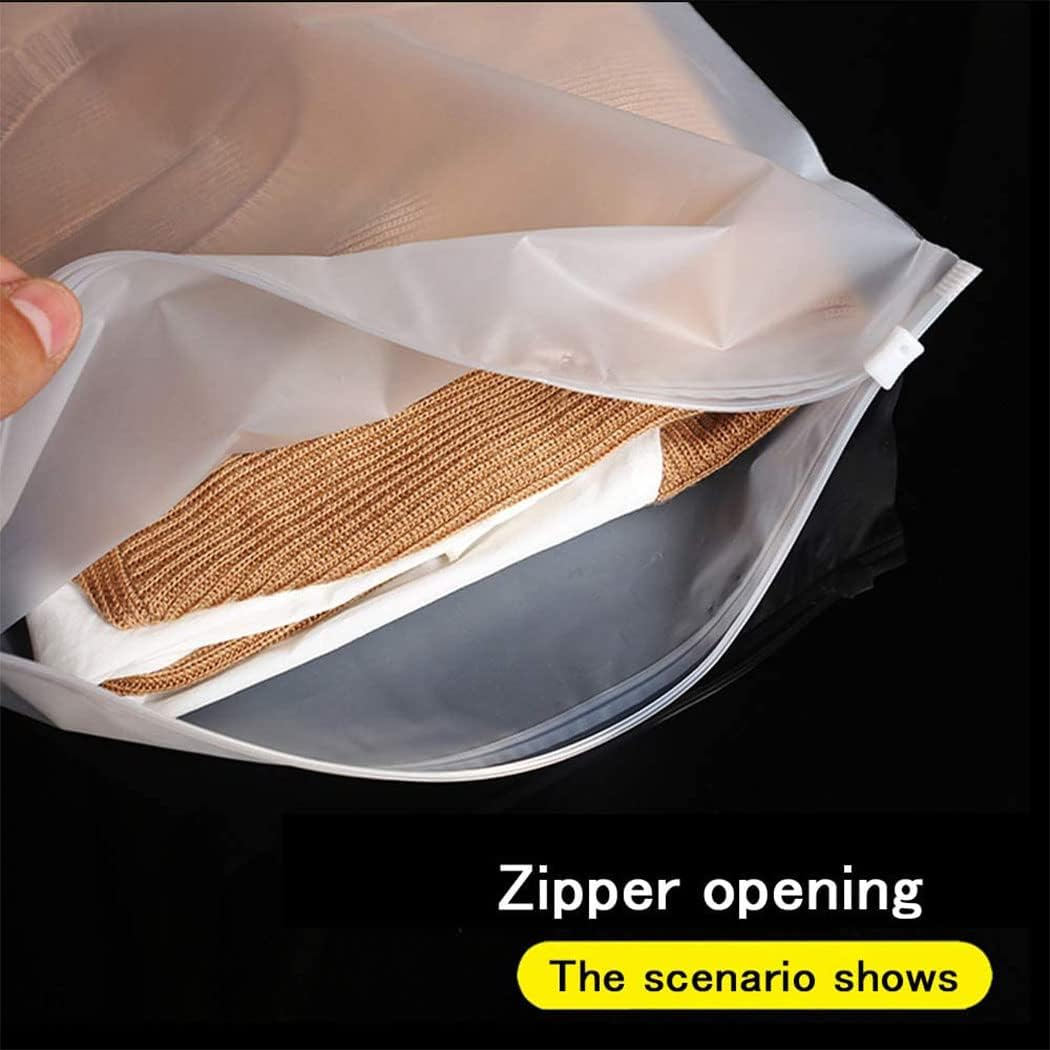 Idopick 20 Pack Frosted Zipper Bags for Clothes, 11.8X15.7In Plastic Packaging Bags,Clear Clothes Packaging Bags, Resealable Clothing Bags with Vent Hole for Shipping Translucent,Travel (30X40) image number 6