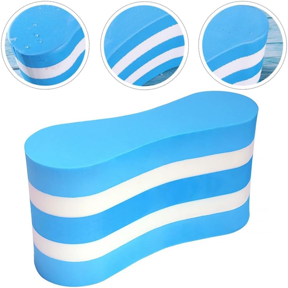 Swimming Float Kickboard,Eva 5-Layer Pull Buoy Leg Float,Pool Training Aid,Legs and HIPS Support for Beginners, Blue White