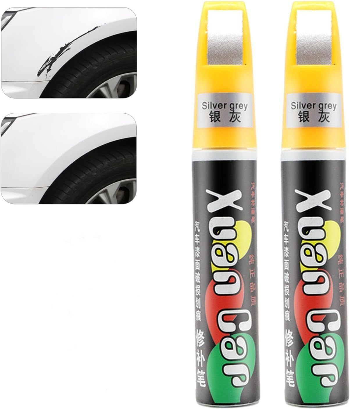 2Pcs Car Scratch Remover Pen, Easy & Quick Waterproof Car Scratch Repair Pen, Car Scratch Touch-Up Paint (Gray) - Black image number 4
