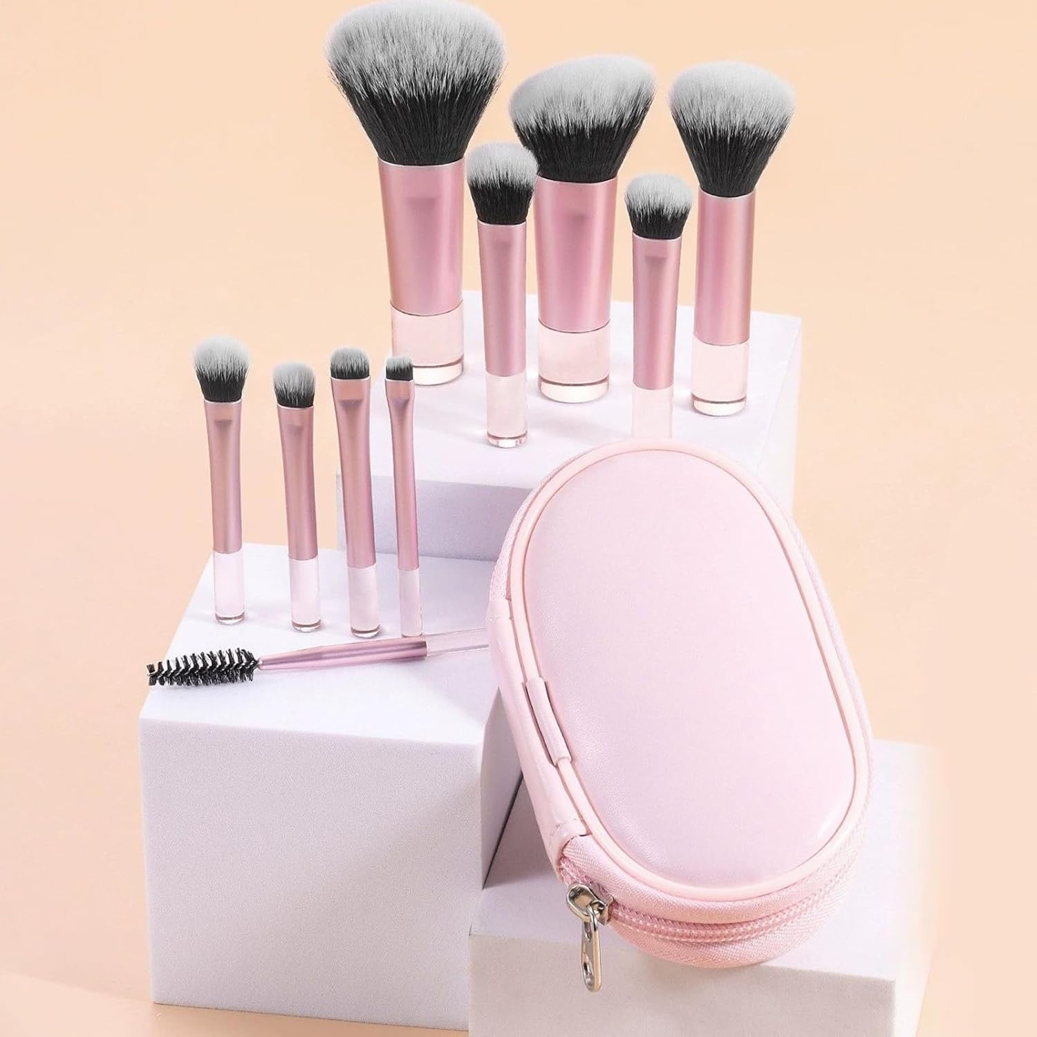 Travel Makeup Brushes - Ergonomic Travel Makeup Brush Set - Professional Anti-Slip Cosmetic Tool for Beauty Women Artist Powder Blush Eye Shadow image number 4