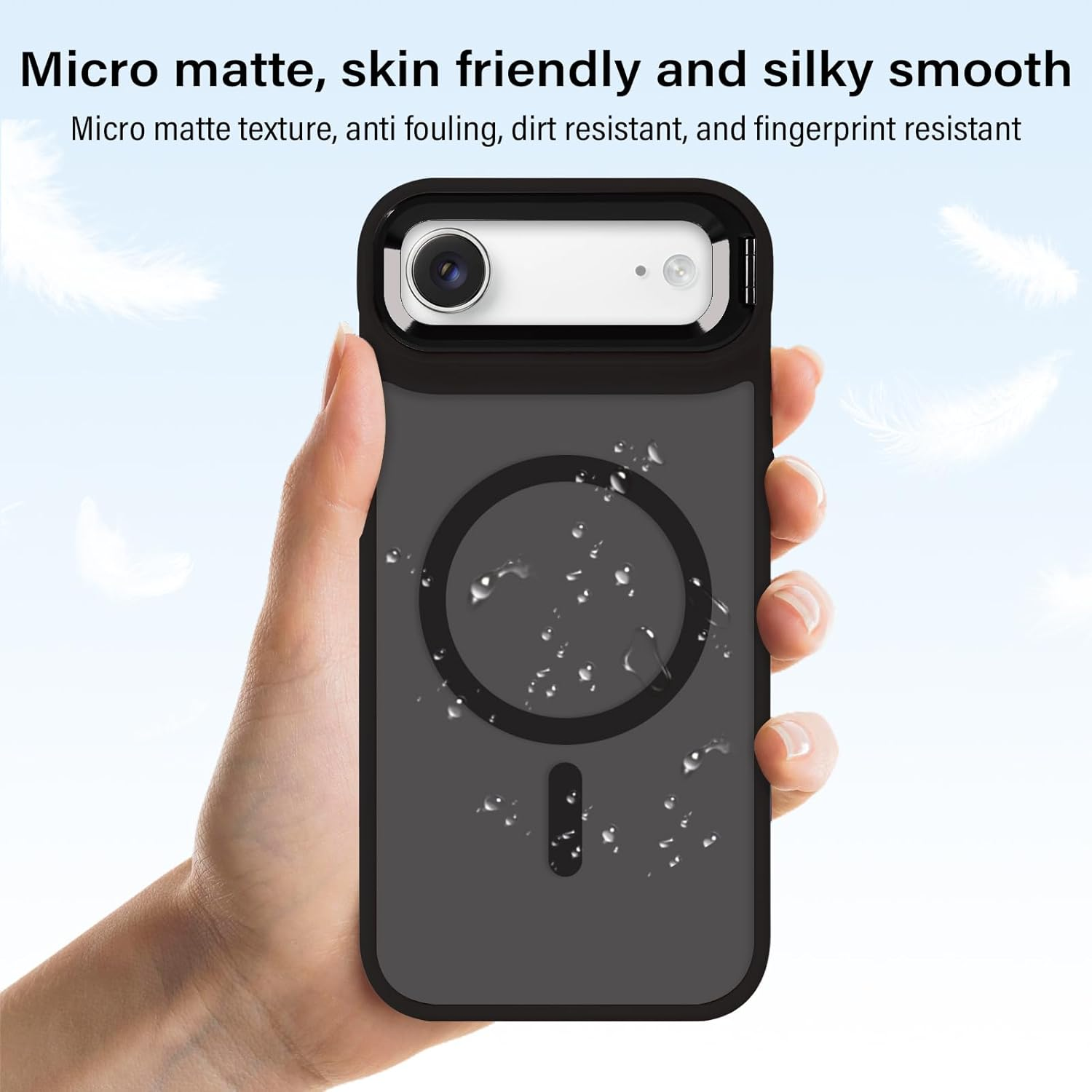 Tcaraersing for Iphone 17 Air 6.5" Magnetic Case with Stand [Compatible with Magsafe] Built-In Camera Ring Holder Stash Kickstand Slim Matte Frosted Cover Anti-Fingerprint,Translucent Black image number 2