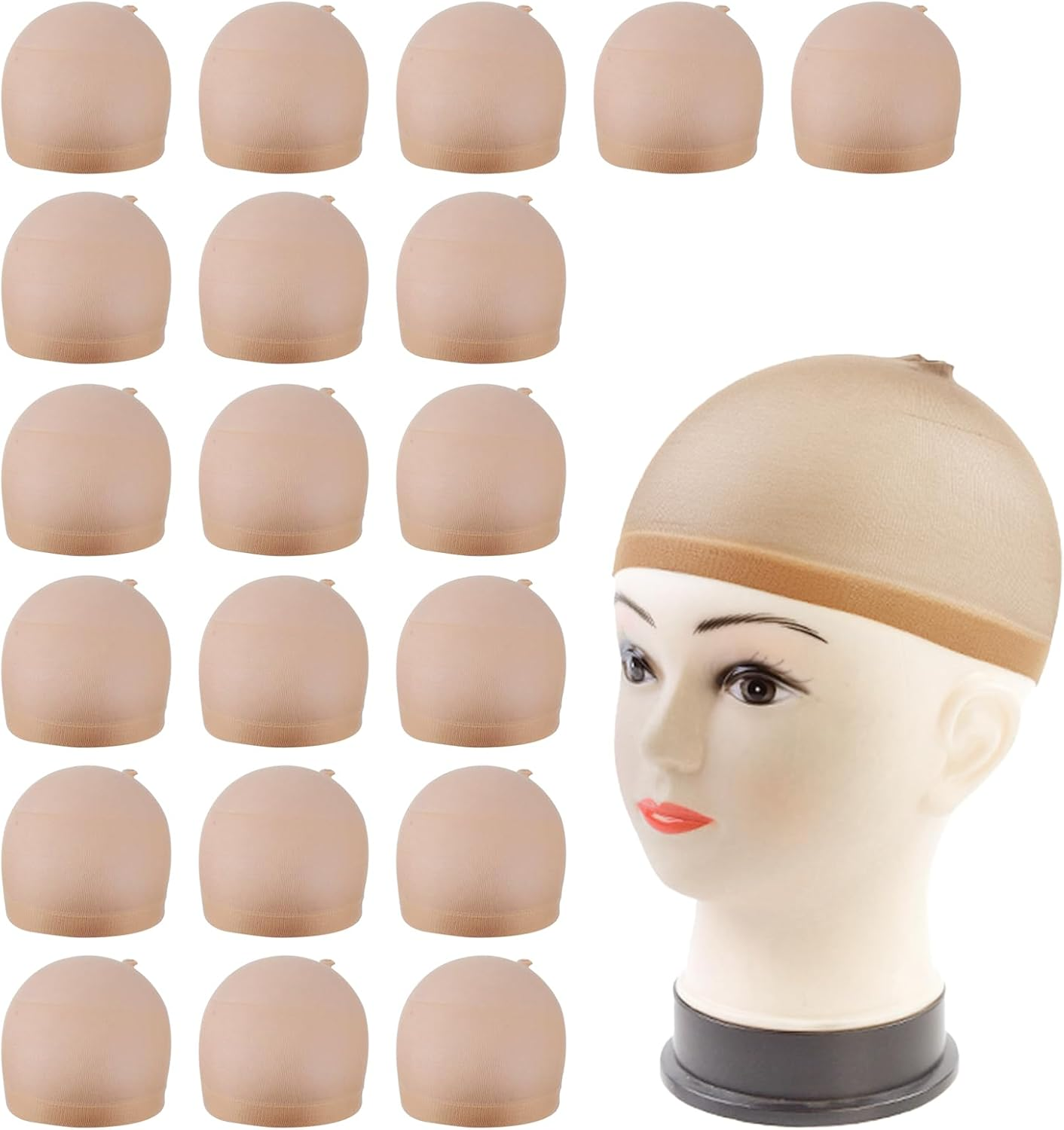 20Pack Wig Cap, Nylon Elastic Bald Cap,Wig Caps, Suitable for Daily Life and Makeup Parties image number 3