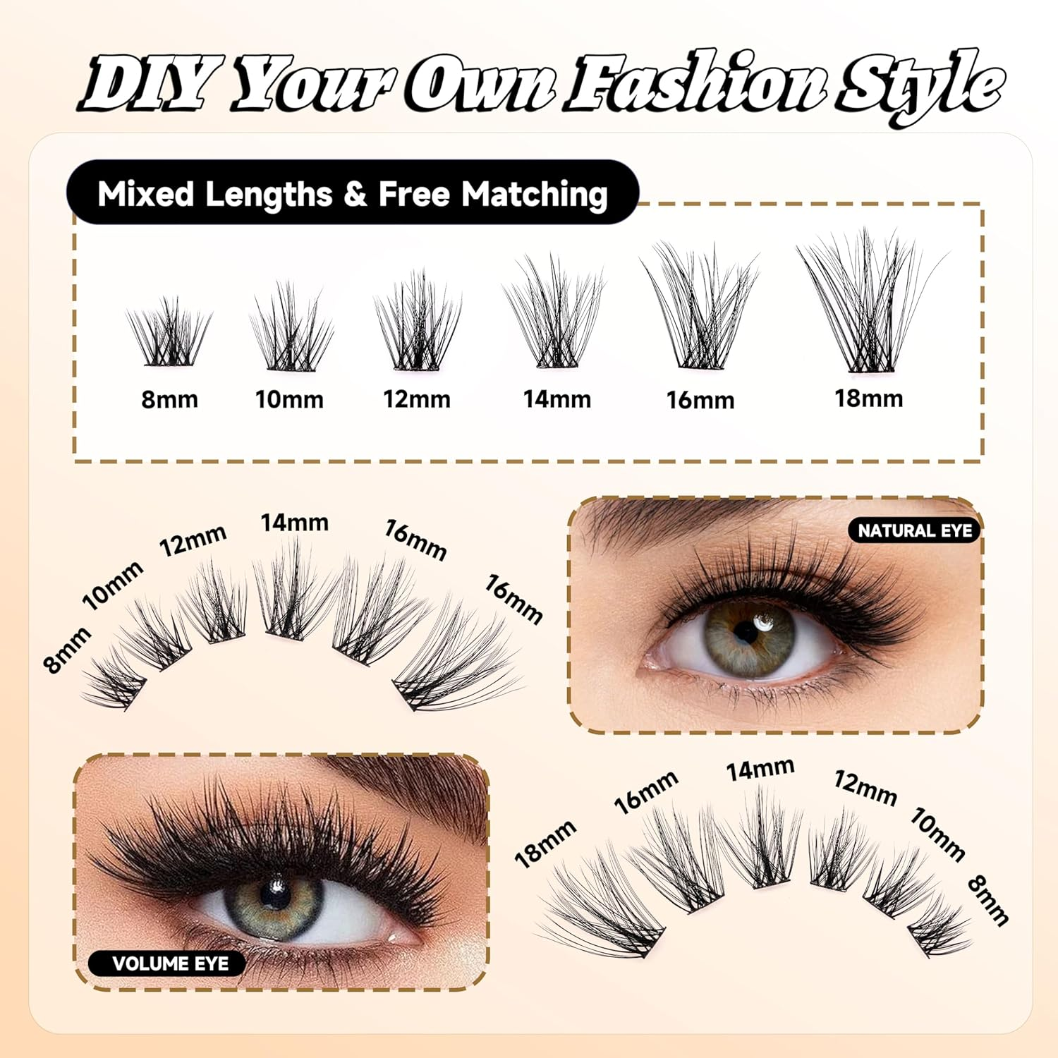 Dorisue Dramatic Volume Cluster Lashes 168PCS - Theater Grade High Impact Kit with Reinforced Bond Technology, Christmas Party New Year, Professional Tools with Premium Tweezers Bond Seal Remover image number 1