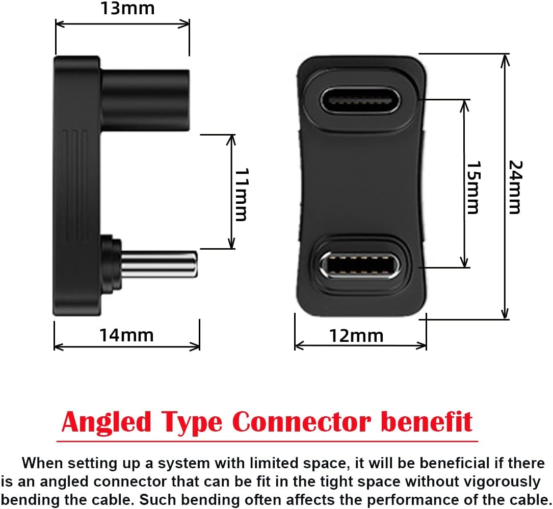 CY 10Gbps USB3.0 Type C Male to Female Power Data Video Adapter opposite U Shape Back Angled Compatible with Deck Phone Laptop image number 5