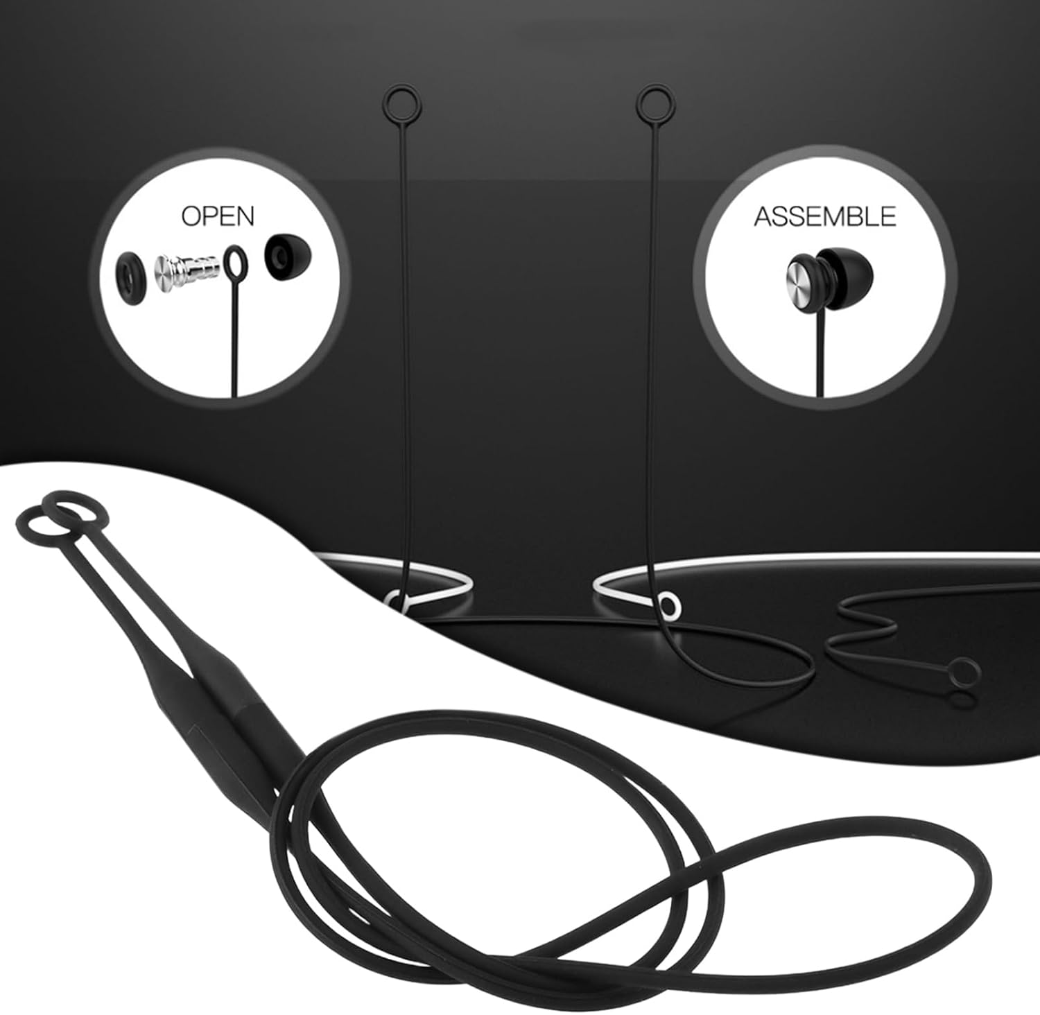 Magnetic Earbud Lanyard Compatible with Loop Quiet/Engage/Experience Silicone Removable Magnetic Ear Plugs Lanyard Black image number 5