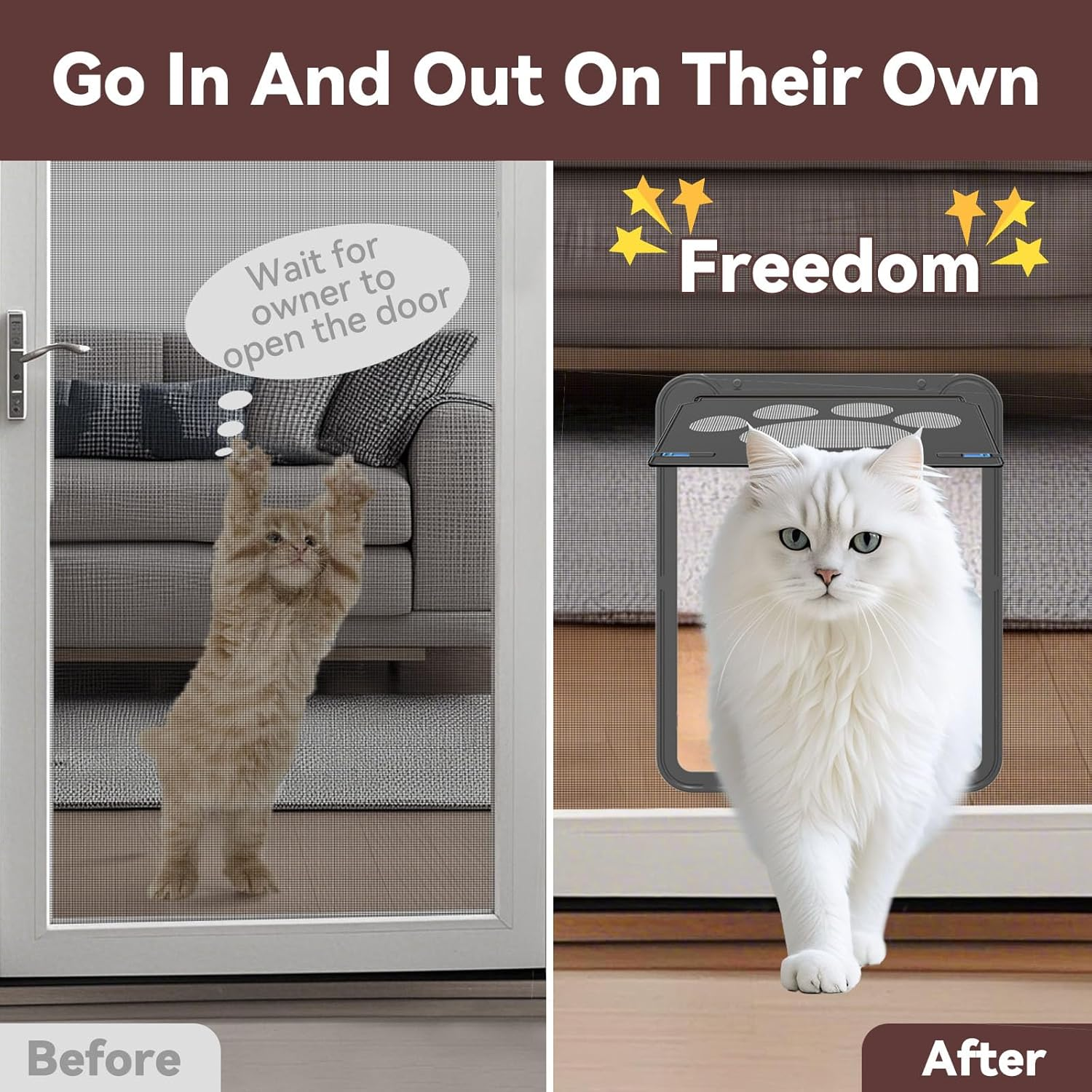 PETLESO Pet Flap for Fly Screen Door, Cat Flap, Fly Screen with Magnetic Closure, Easy Installation, Dog Door for Cats/Dogs (29 Cm X 24 Cm) image number 5