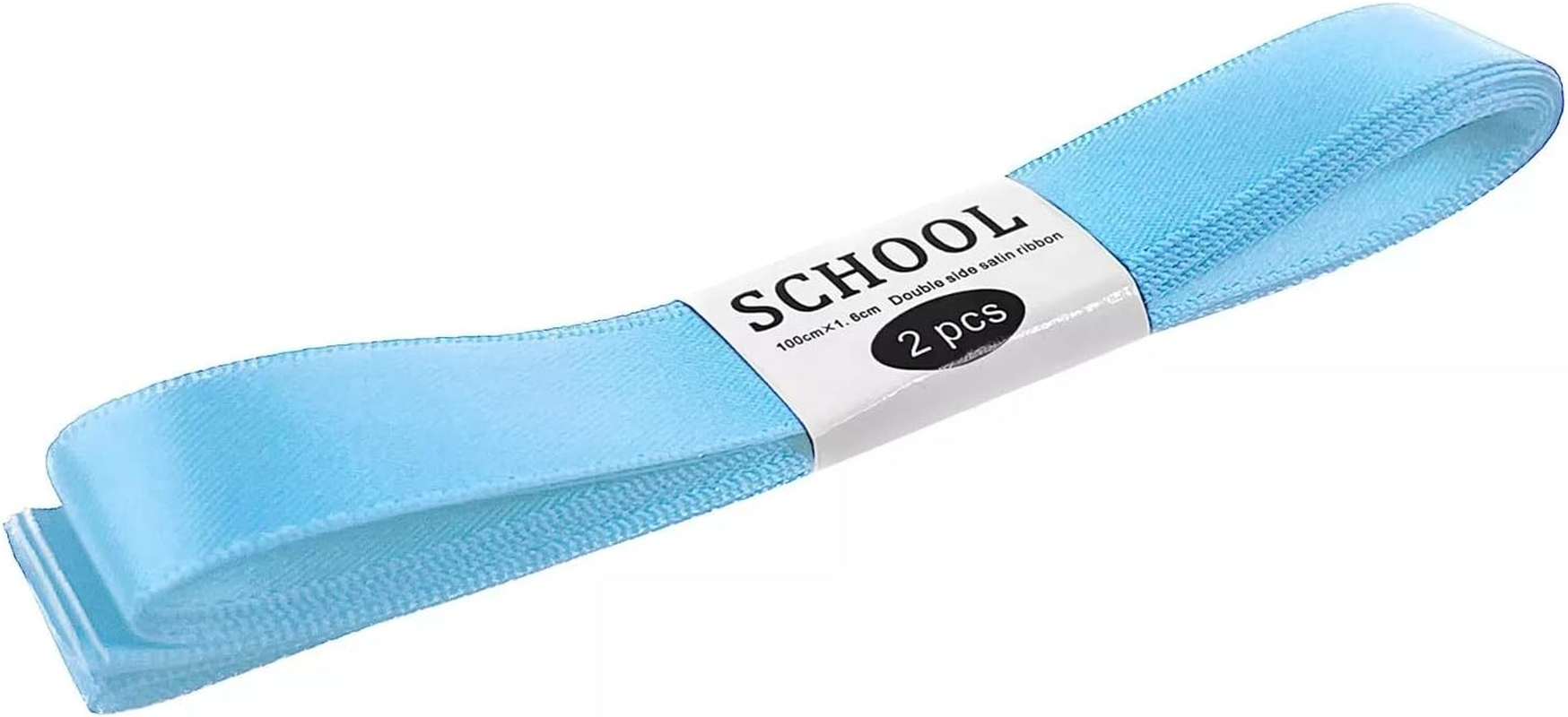 2Pcs Satin Ribbon Hair Bow Tie Double Side Kids Girls DIY Crafts School Colours (White) - Black image number 4