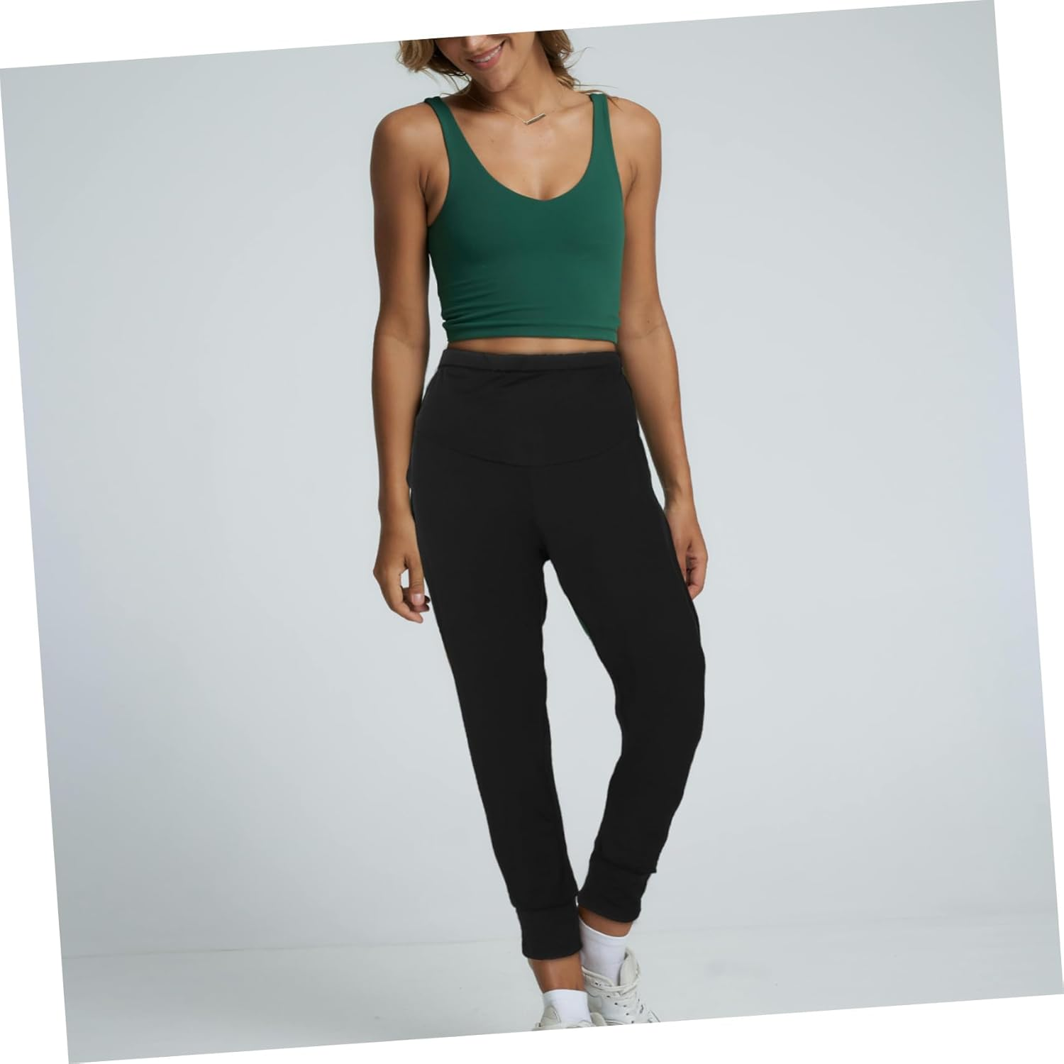 Maternity High Waisted Leggings Seamless Pregnancy Pants Breathable Summer Workout Clothes for Women Gym and Yoga Comfort Leggings Black L image number 6